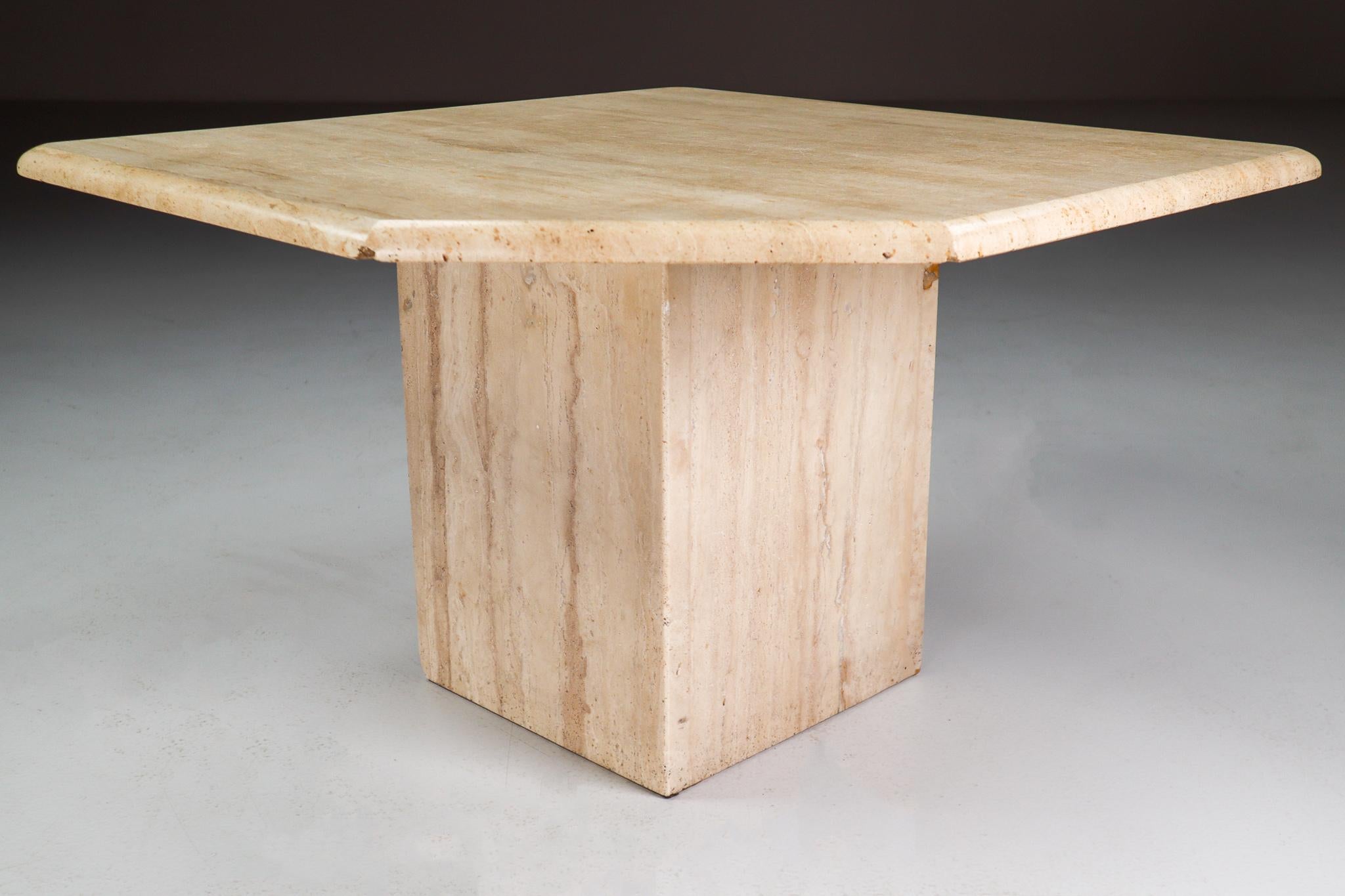 Italian Post-Modern Travertine Side/Coffee Table, Italy, 1970s For Sale