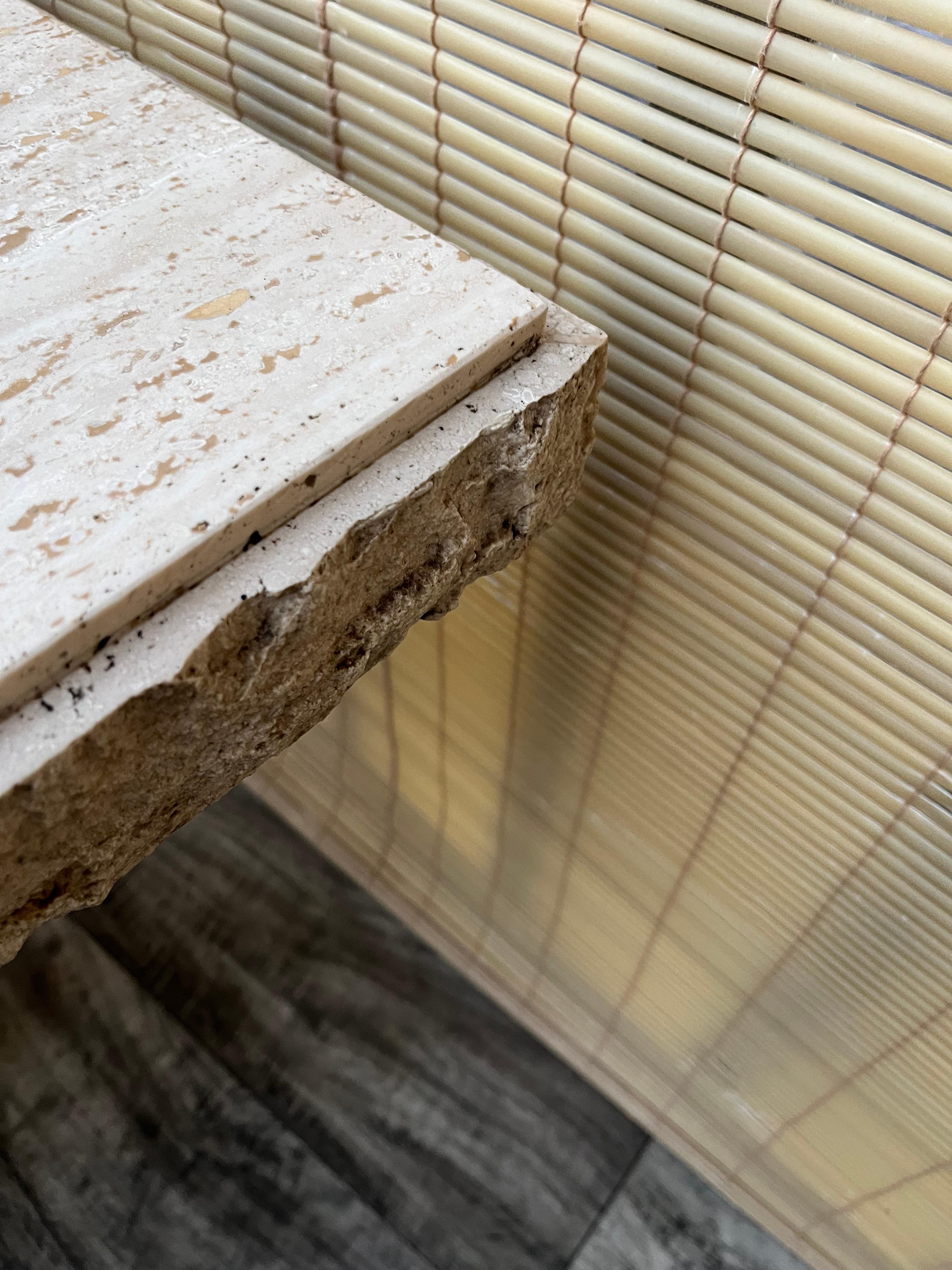 Post Modern Travertine Side Table by Stone International. Circa 1980s For Sale 6