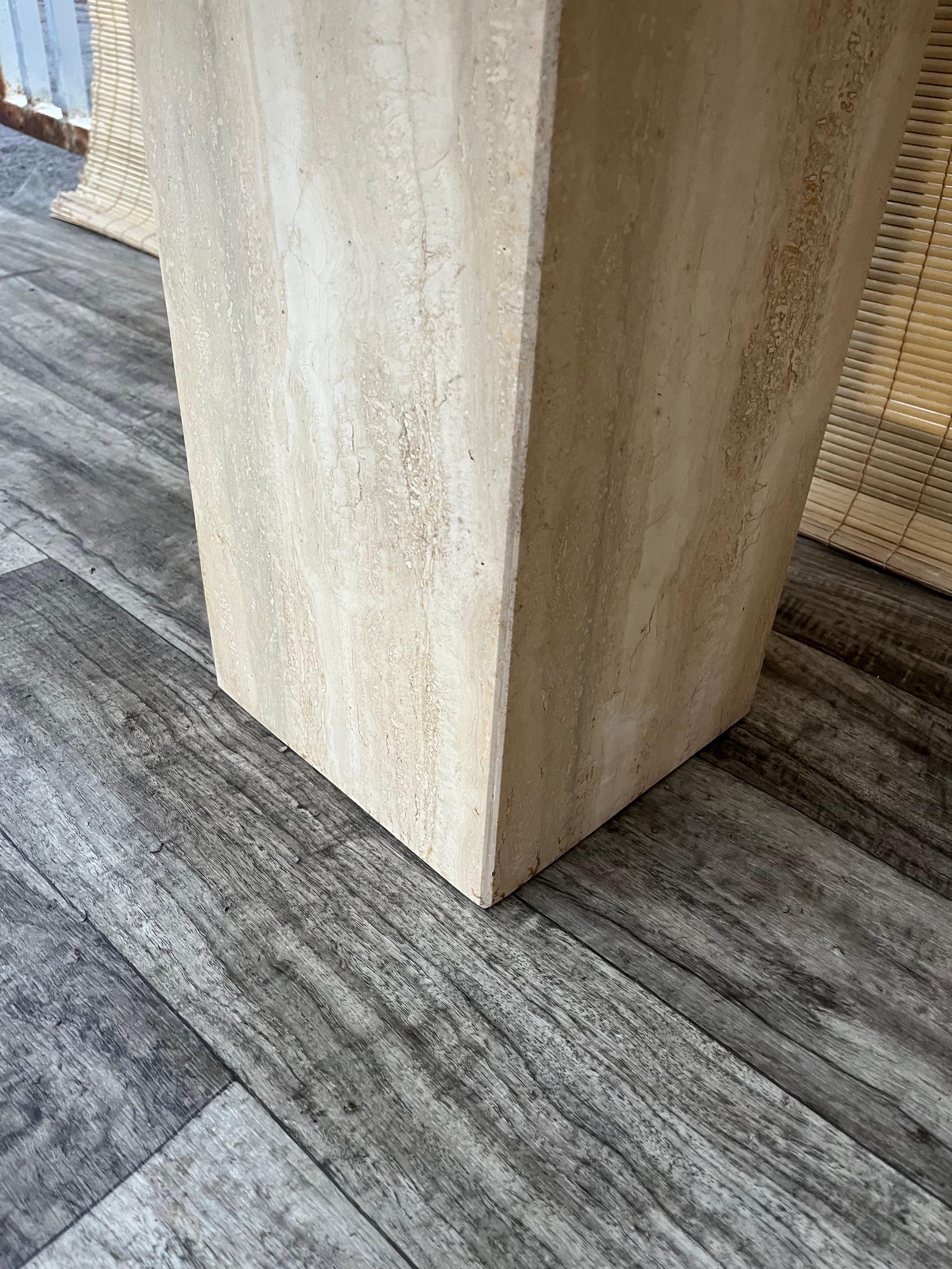 Post Modern Travertine Side Table by Stone International. Circa 1980s For Sale 7