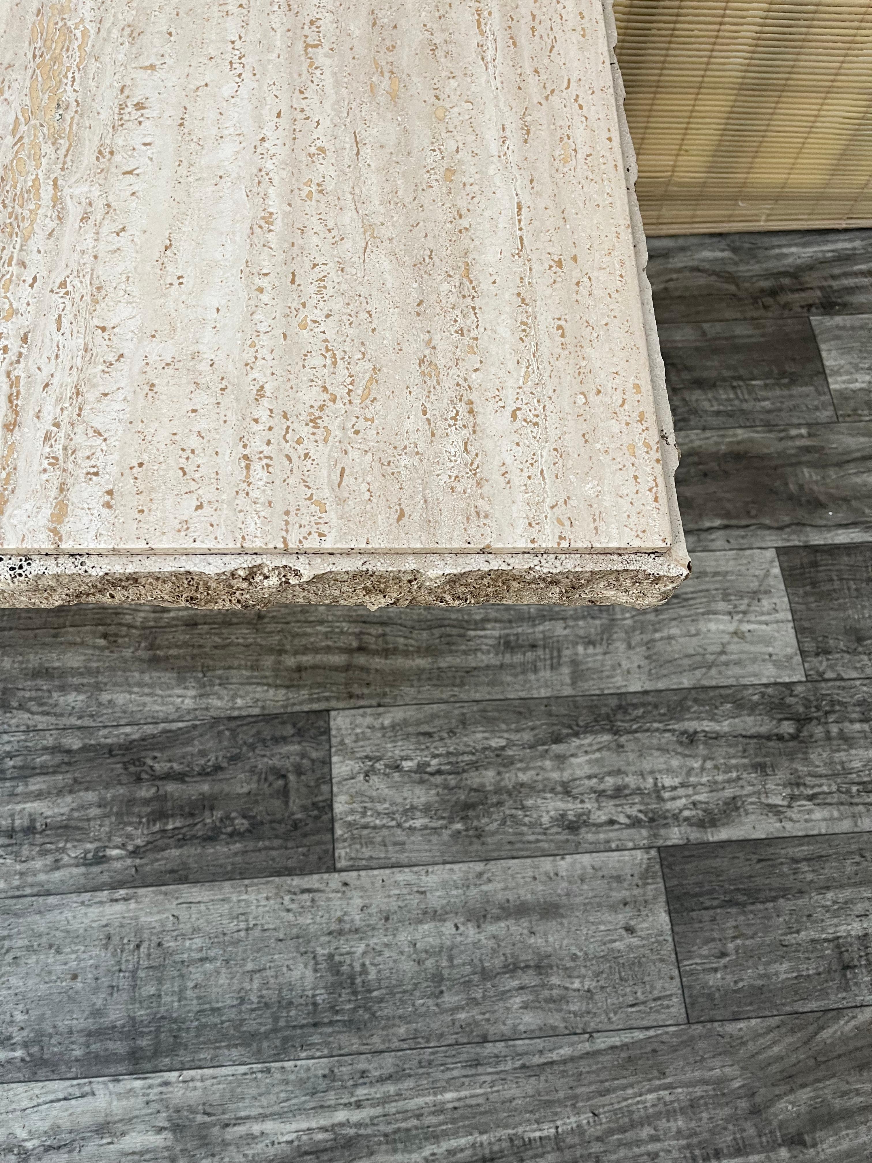 Post Modern Travertine Side Table by Stone International. Circa 1980s For Sale 9