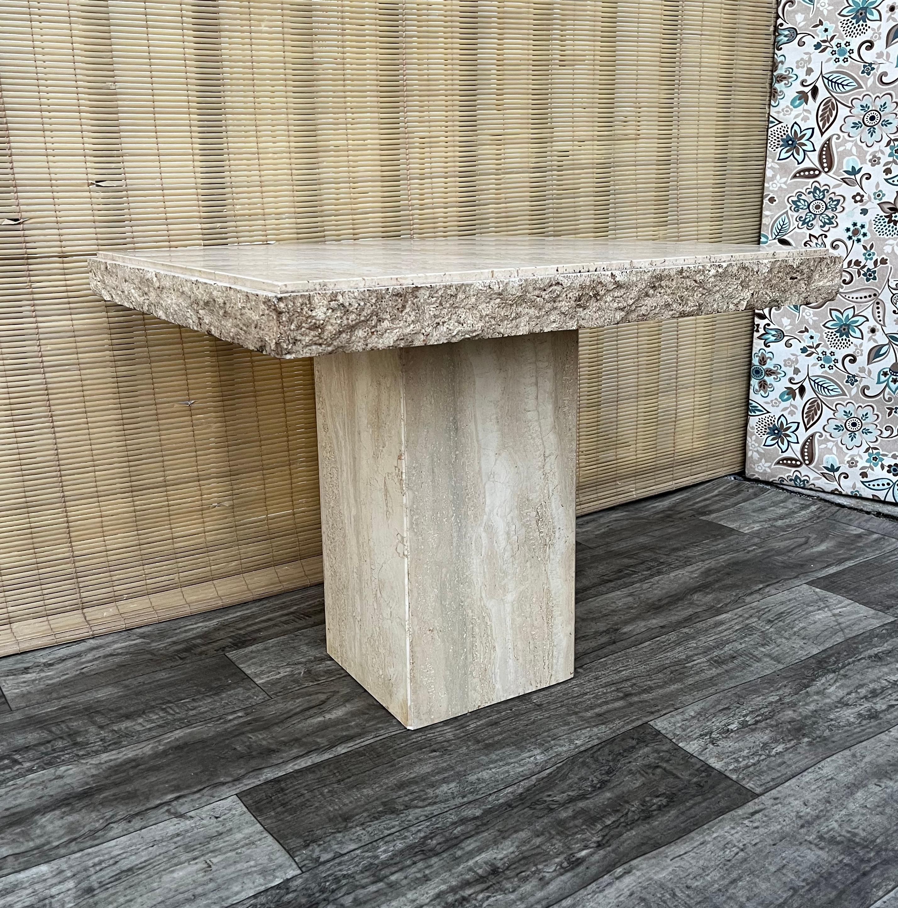 Post-Modern Post Modern Travertine Side Table by Stone International. Circa 1980s For Sale