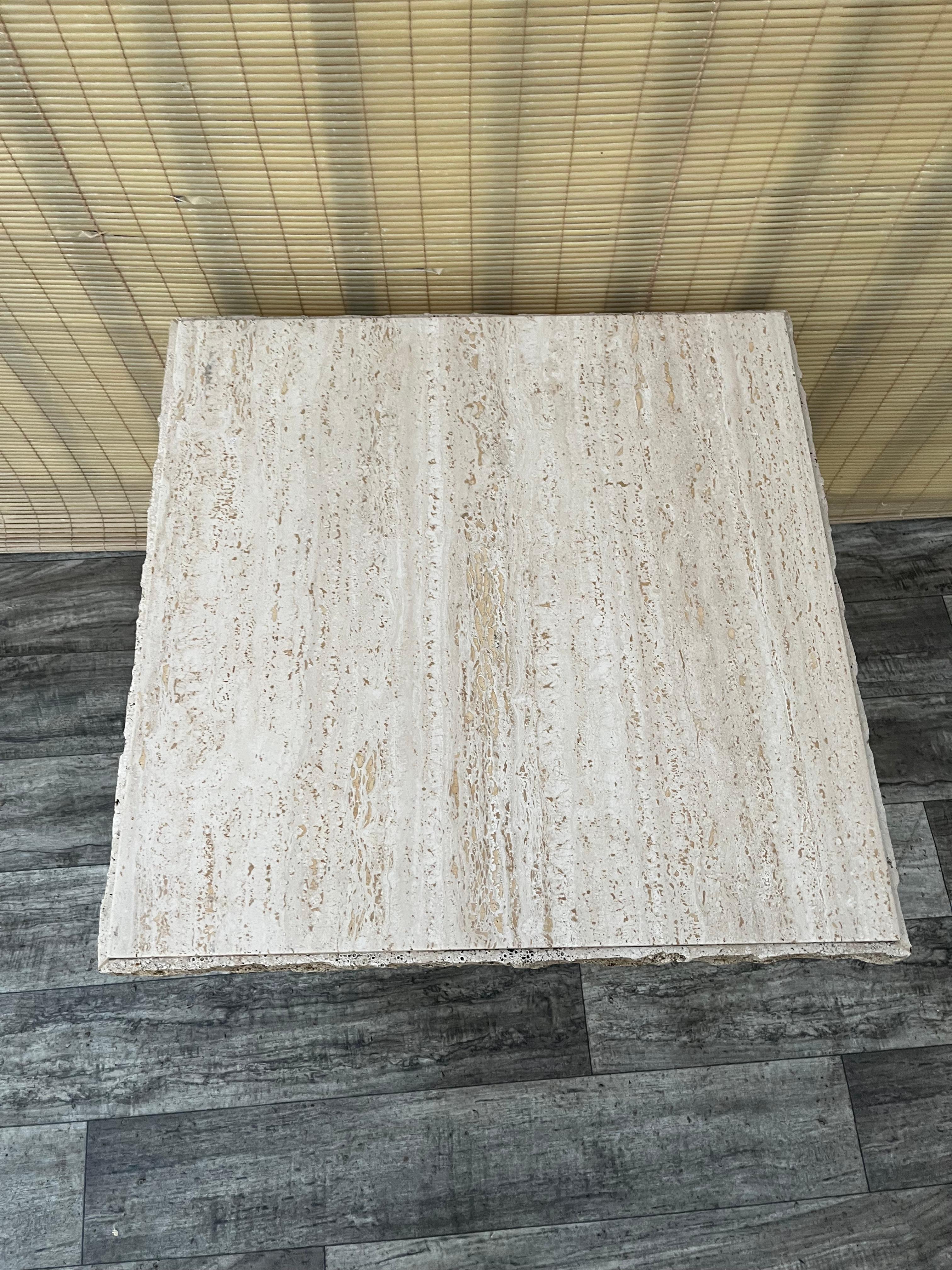 Post Modern Travertine Side Table by Stone International. Circa 1980s For Sale 1