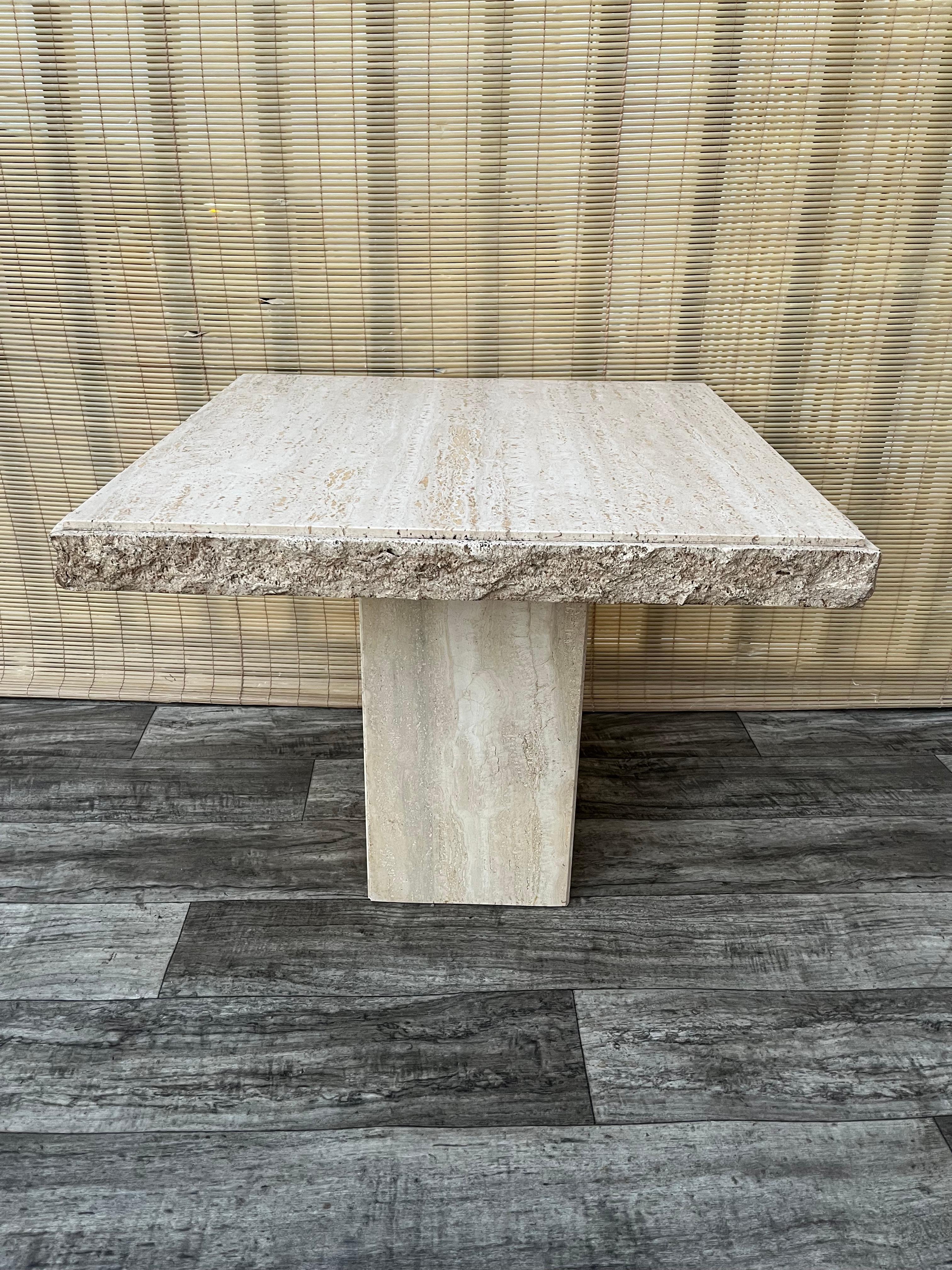 Post Modern Travertine Side Table by Stone International. Circa 1980s For Sale 2