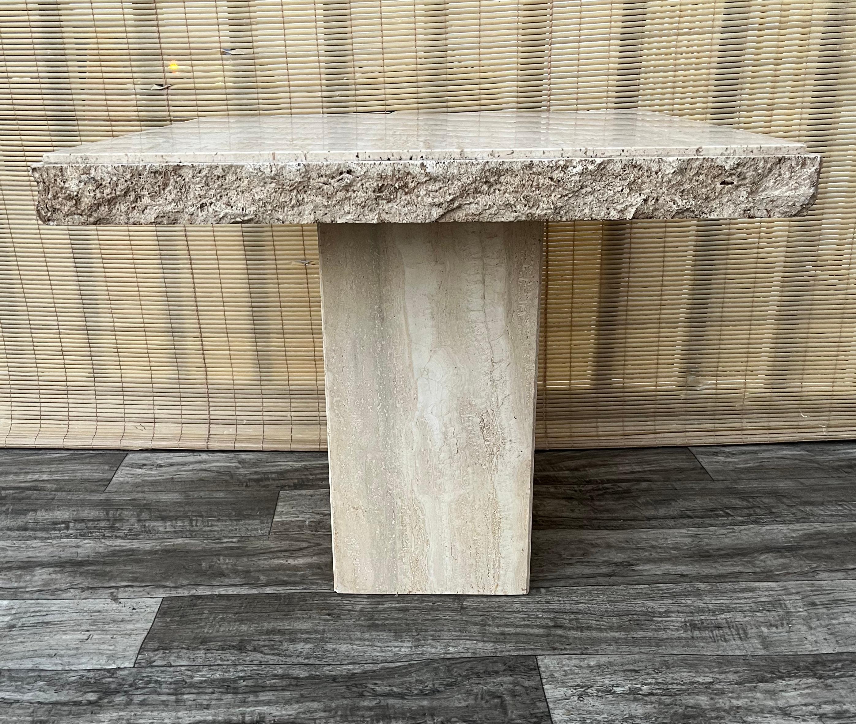 Post Modern Travertine Side Table by Stone International. Circa 1980s For Sale 3