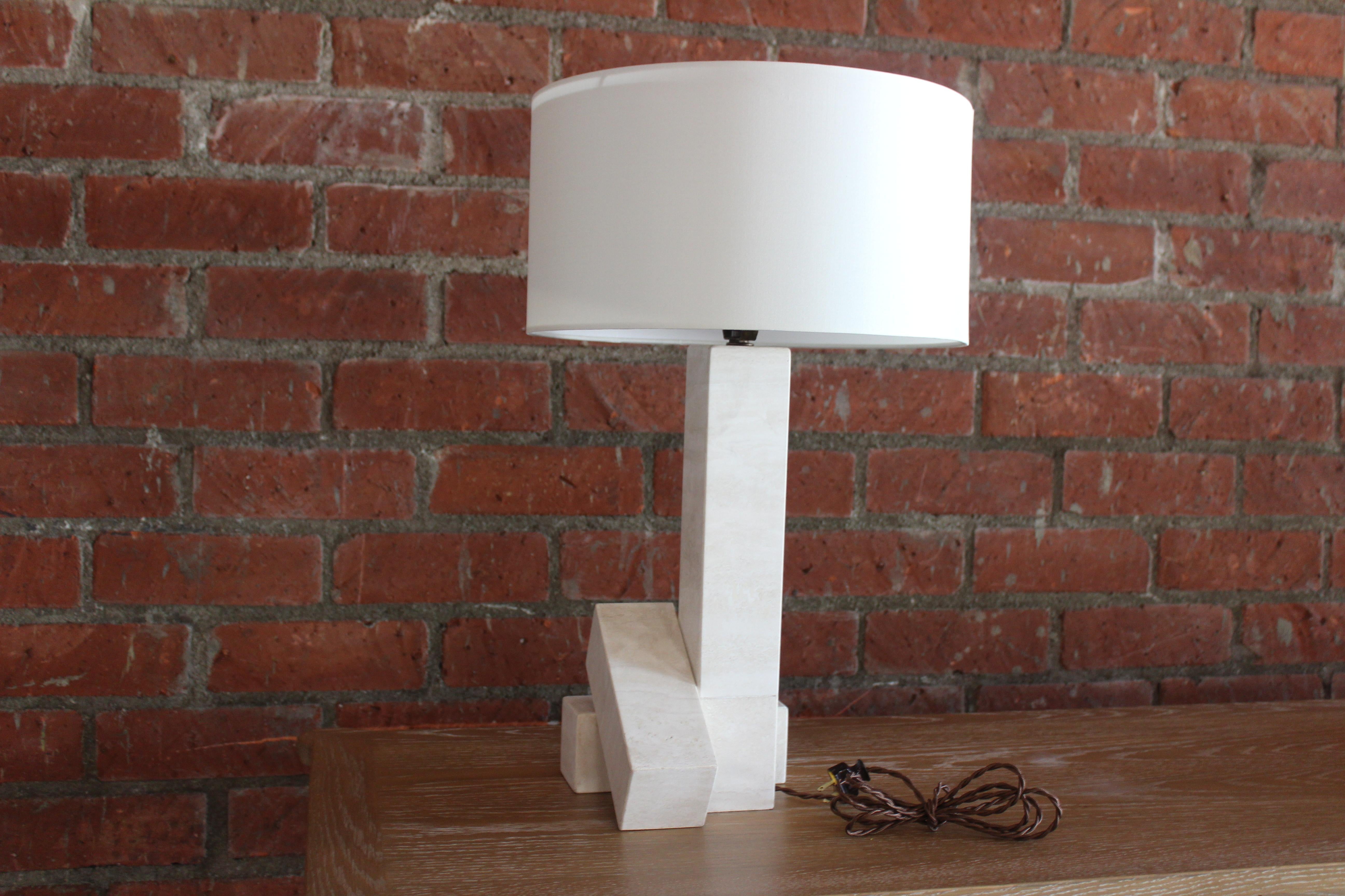 Post-Modern Travertine Table Lamp, Italy, 1970s For Sale 7