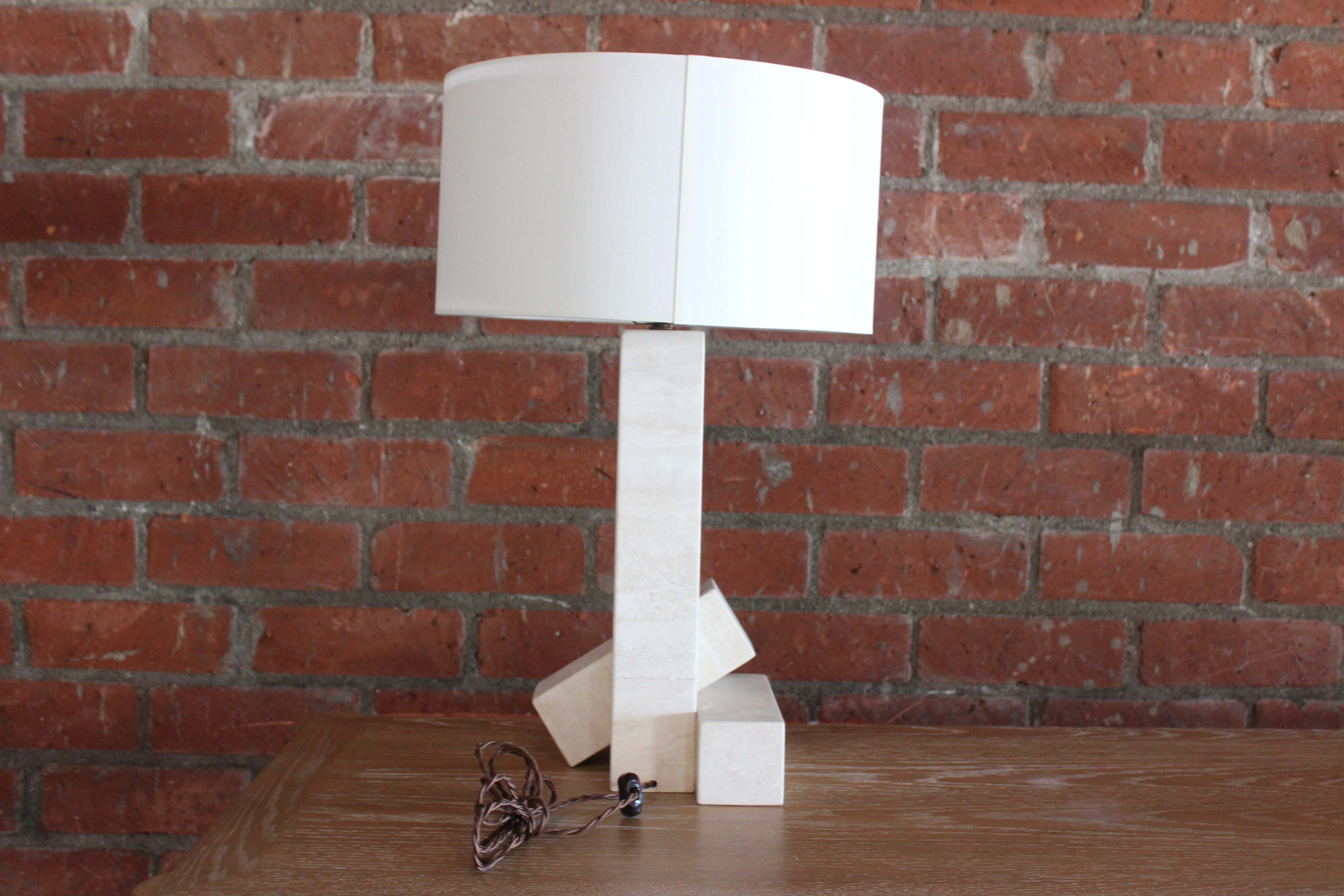 Post-Modern Travertine Table Lamp, Italy, 1970s For Sale 8