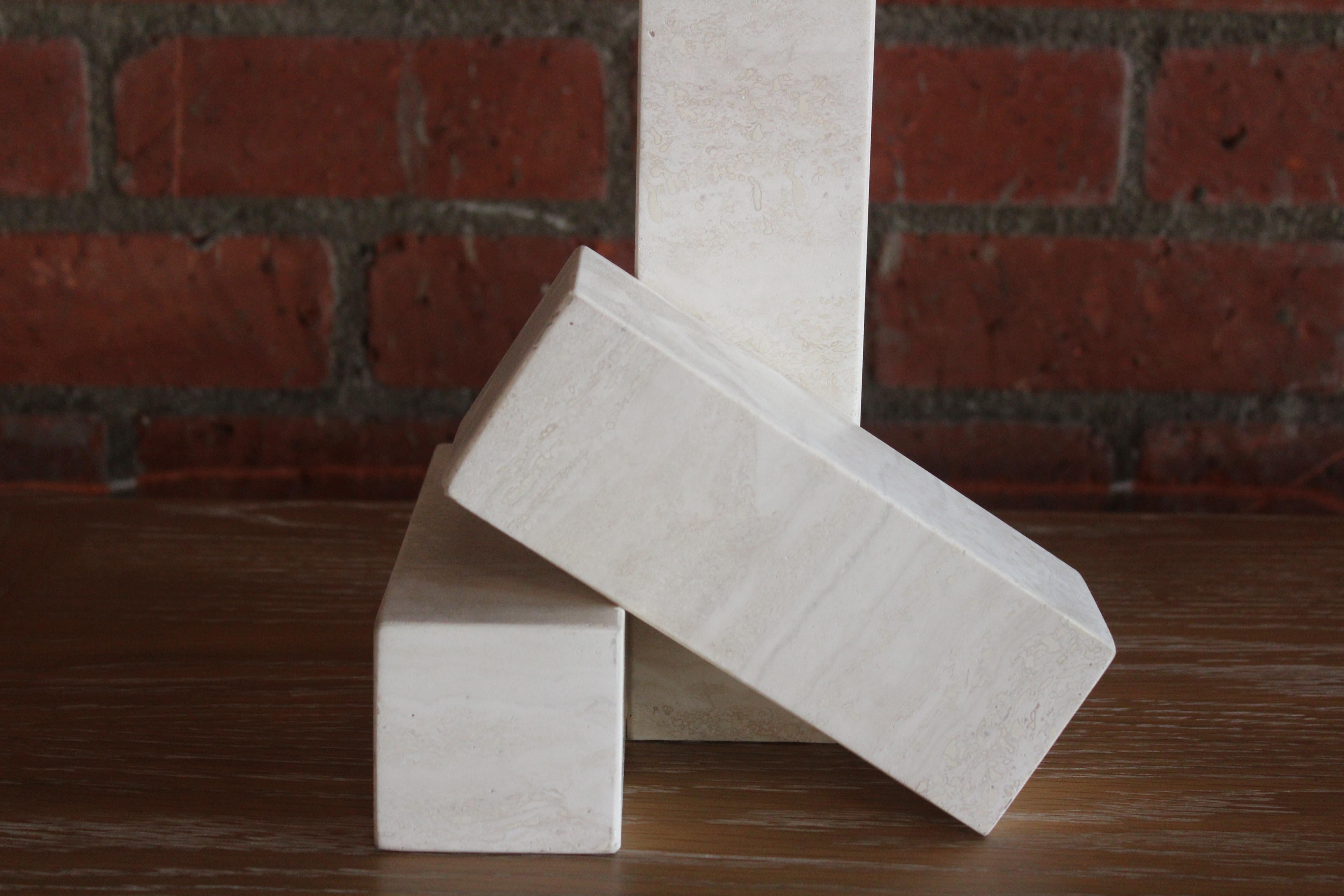 Silk Post-Modern Travertine Table Lamp, Italy, 1970s For Sale