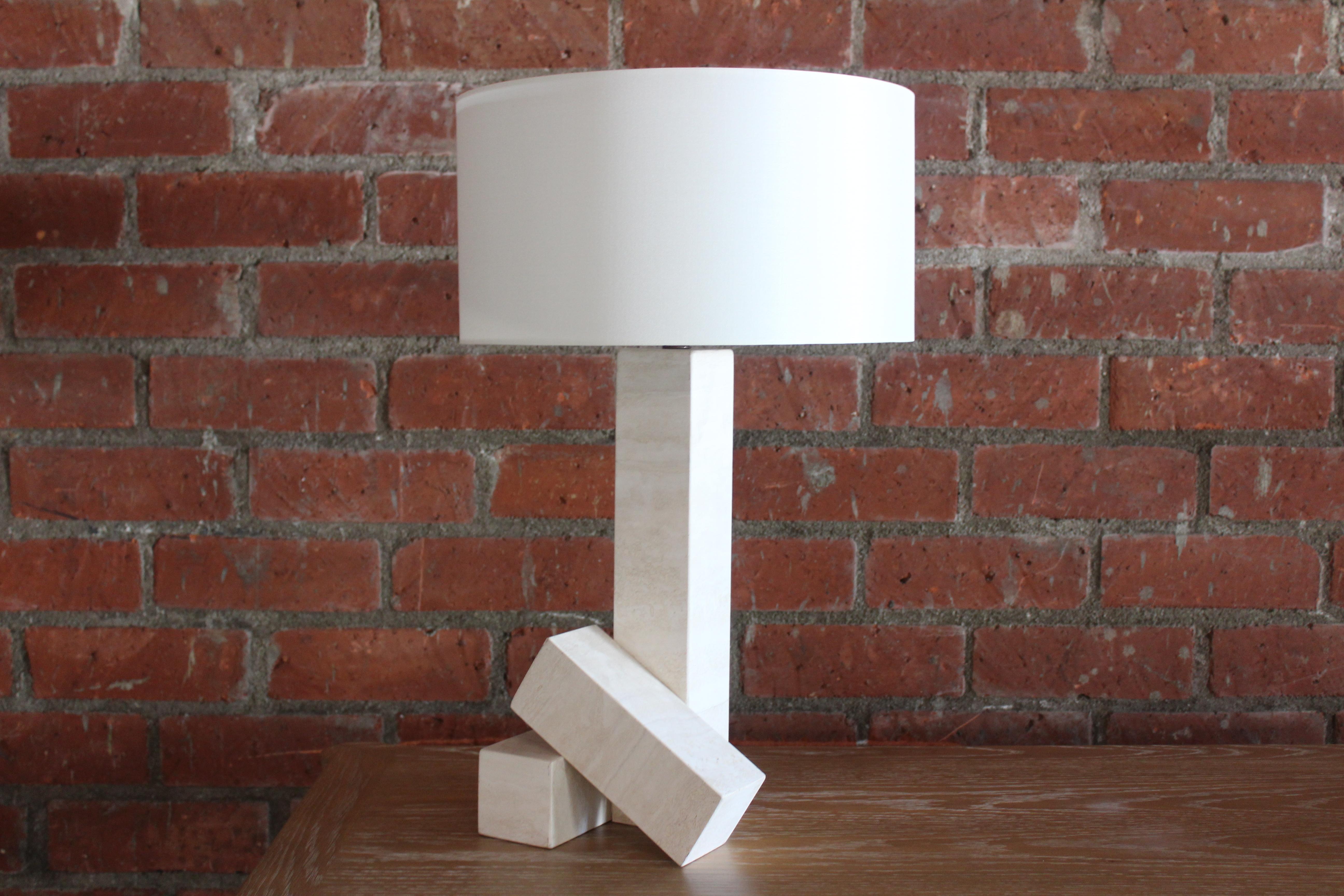 Post-Modern Travertine Table Lamp, Italy, 1970s For Sale 1