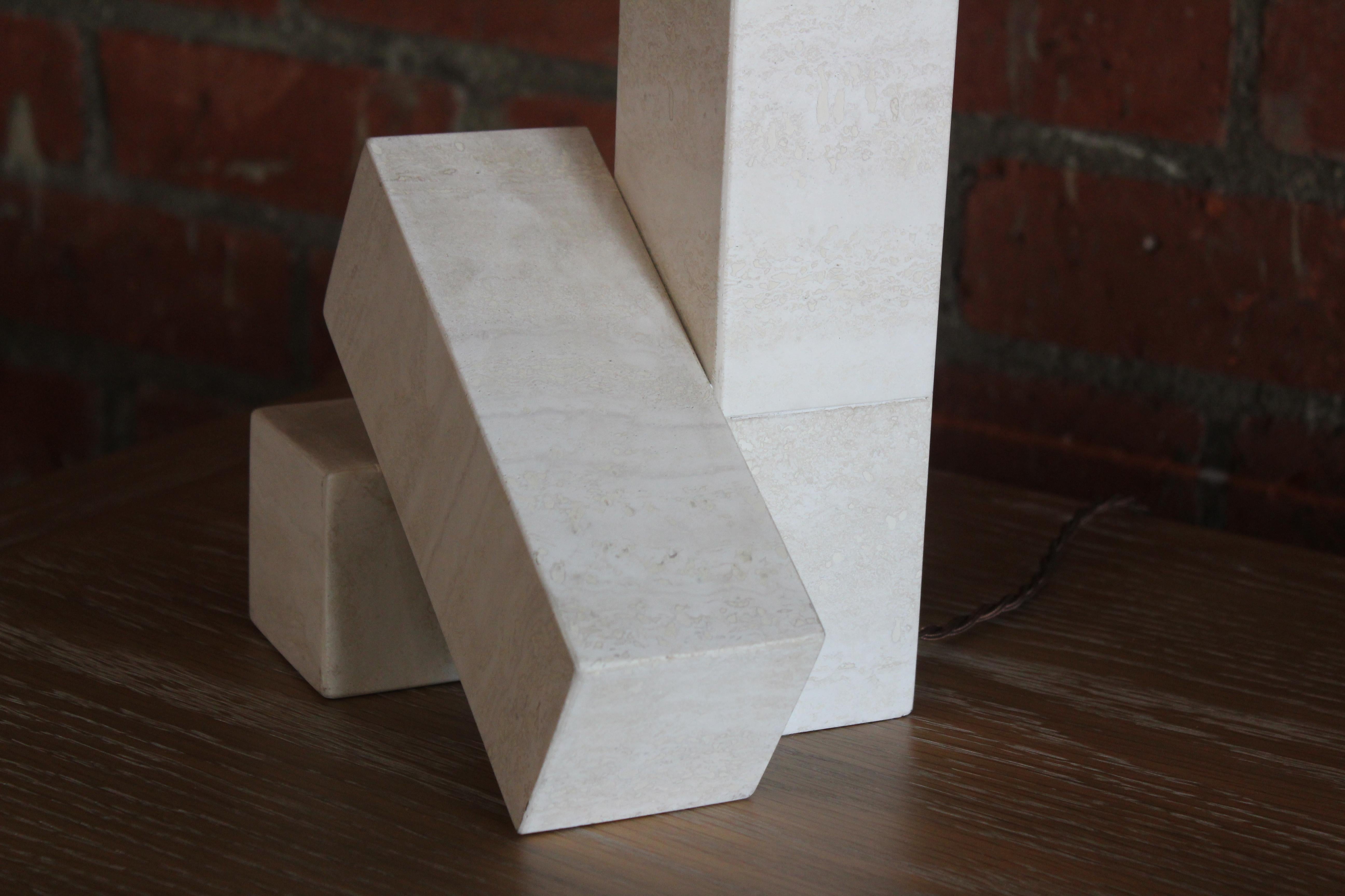 Post-Modern Travertine Table Lamp, Italy, 1970s For Sale 2