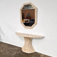 Post-modern travertine Vanity and Mirror set