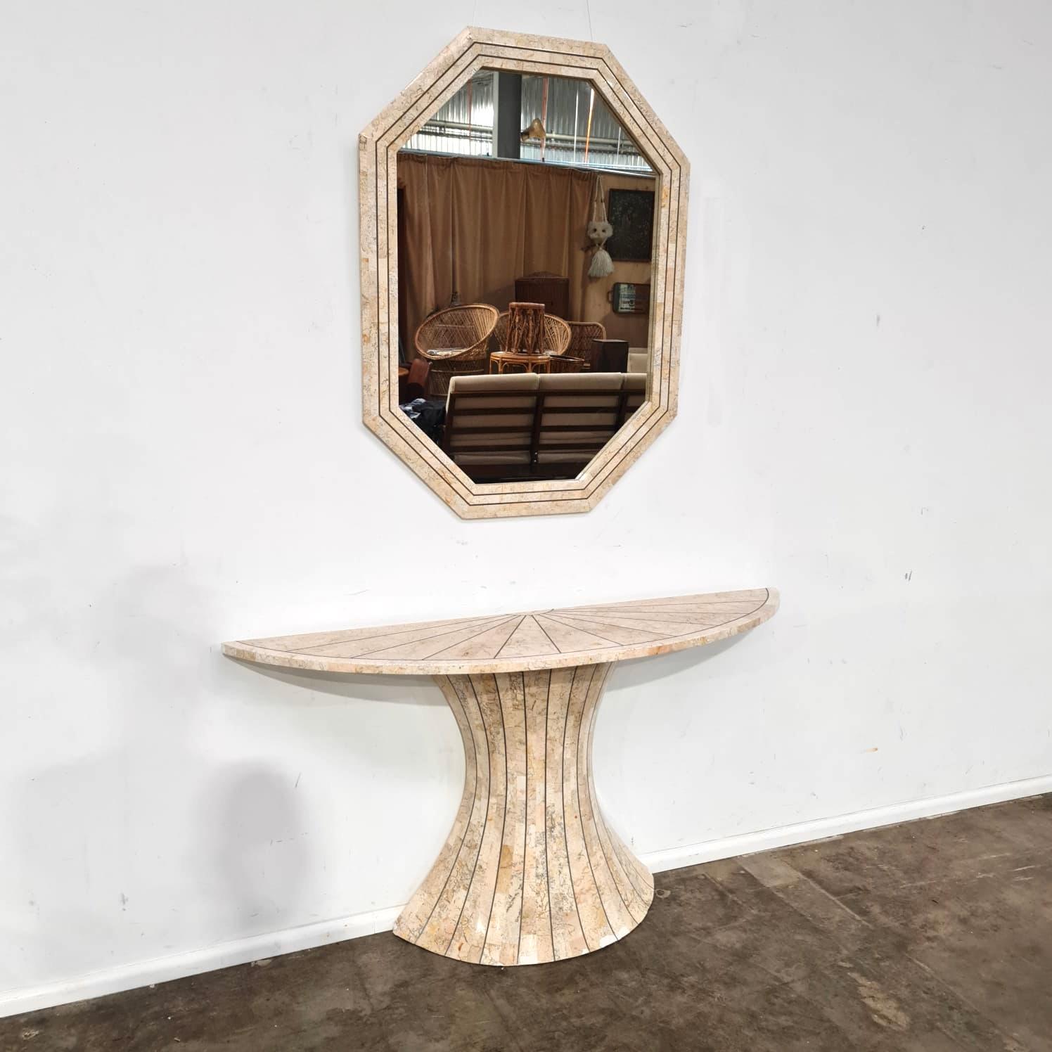 Post-Modern Post-modern travertine Vanity and Mirror set For Sale