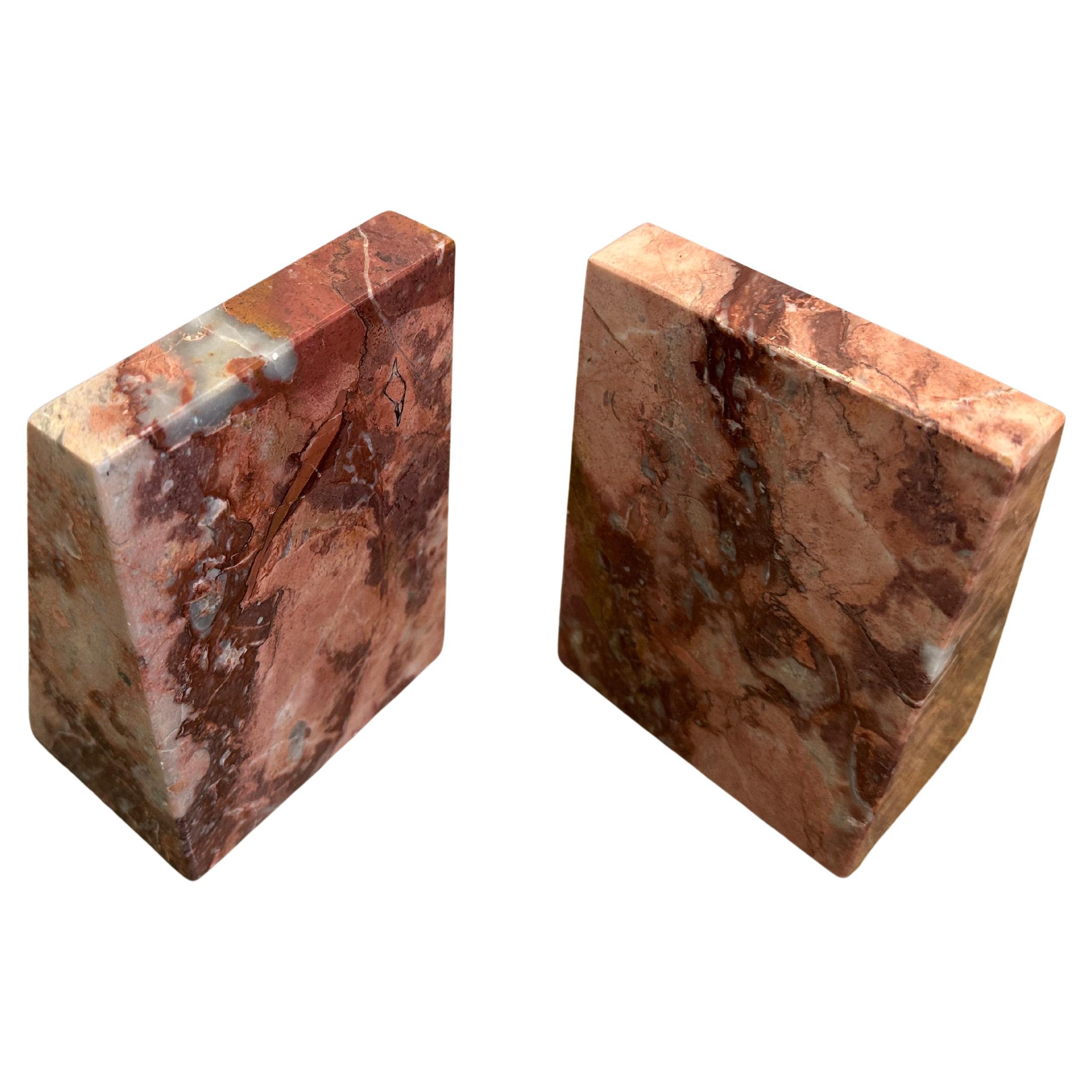 Late 20th Century Post Modern Triangular Pink Marble Bookends For Sale