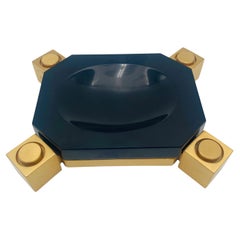 Post Modern Trinket Decorative Dish Brass and Marble