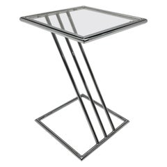 Post Modern Tubular Chrome and Lucite Zig Zag "Z" Drinks Table, USA, circa 1980s