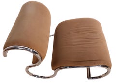 Post Modern Tubular Chrome Lounge Chair Chaise Lounge Ca. 1970's