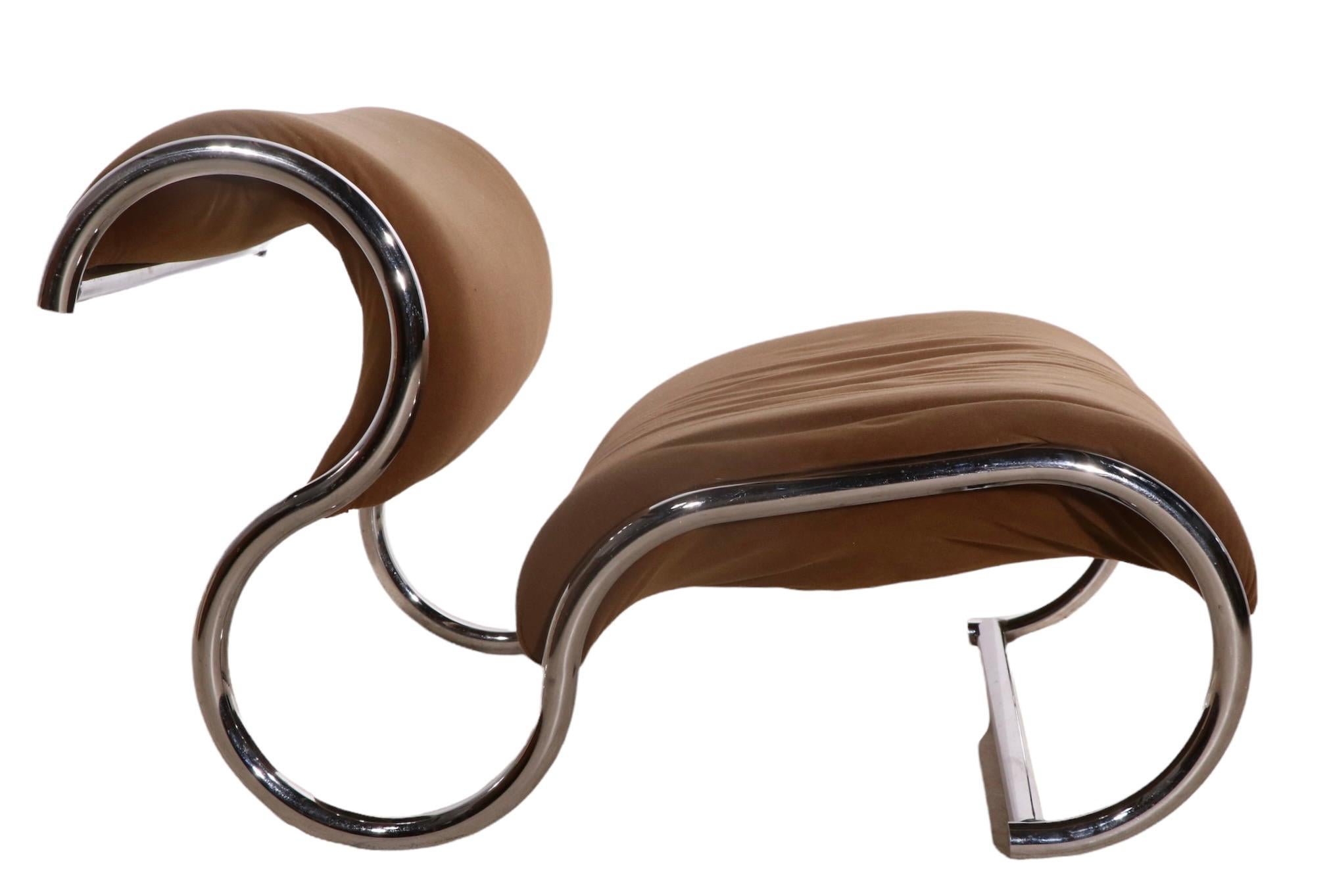  Chaise longue tubulaire chromée postmoderne des années 1970  en vente 2