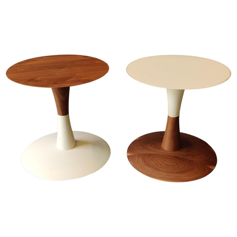 PostModern Turn Sidetables, Stools, Patty Johnson, Keilhauer Walnut and Enamel For Sale at 1stDibs