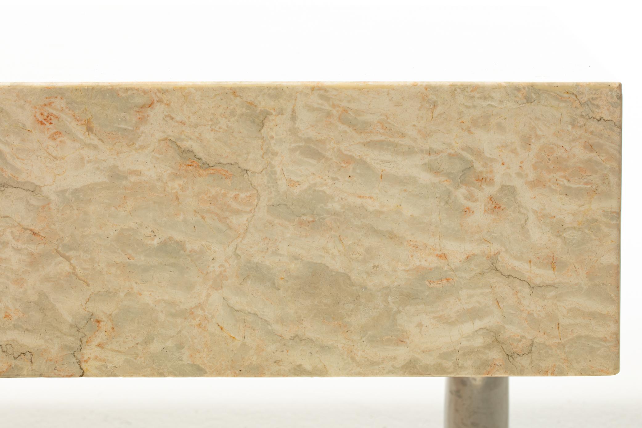 Table basse post-moderne en deux parties en marbre onyx et chrome en vente 6