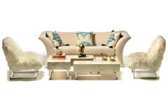 Post Modern Two Part Onyx Marble and Chrome Coffee Table