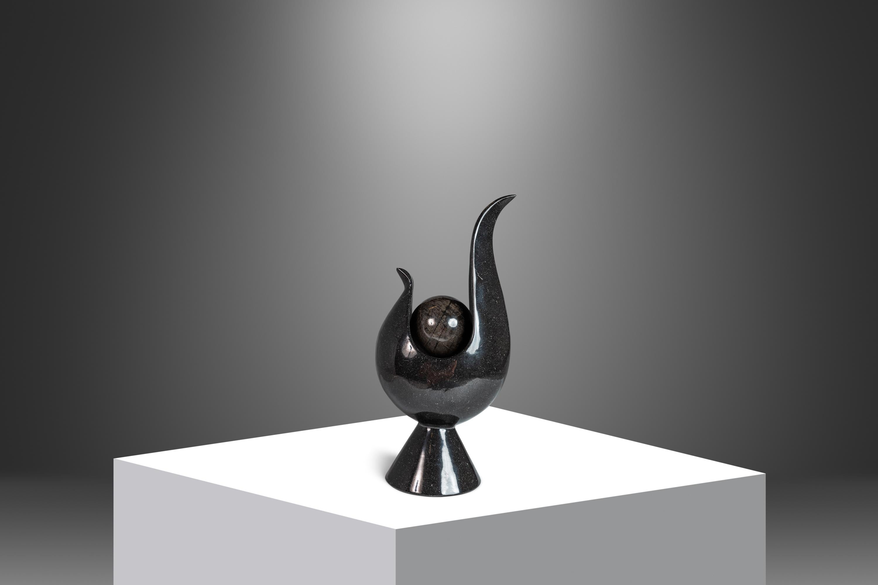 Post Modern Two-Piece Sculpture in Solid Black Marble, USA, c. 1980's  For Sale 5