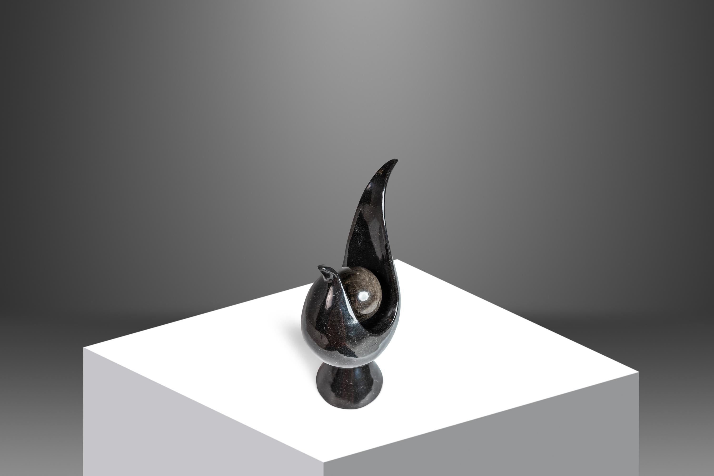 Post Modern Two-Piece Sculpture in Solid Black Marble, USA, c. 1980's  For Sale 7