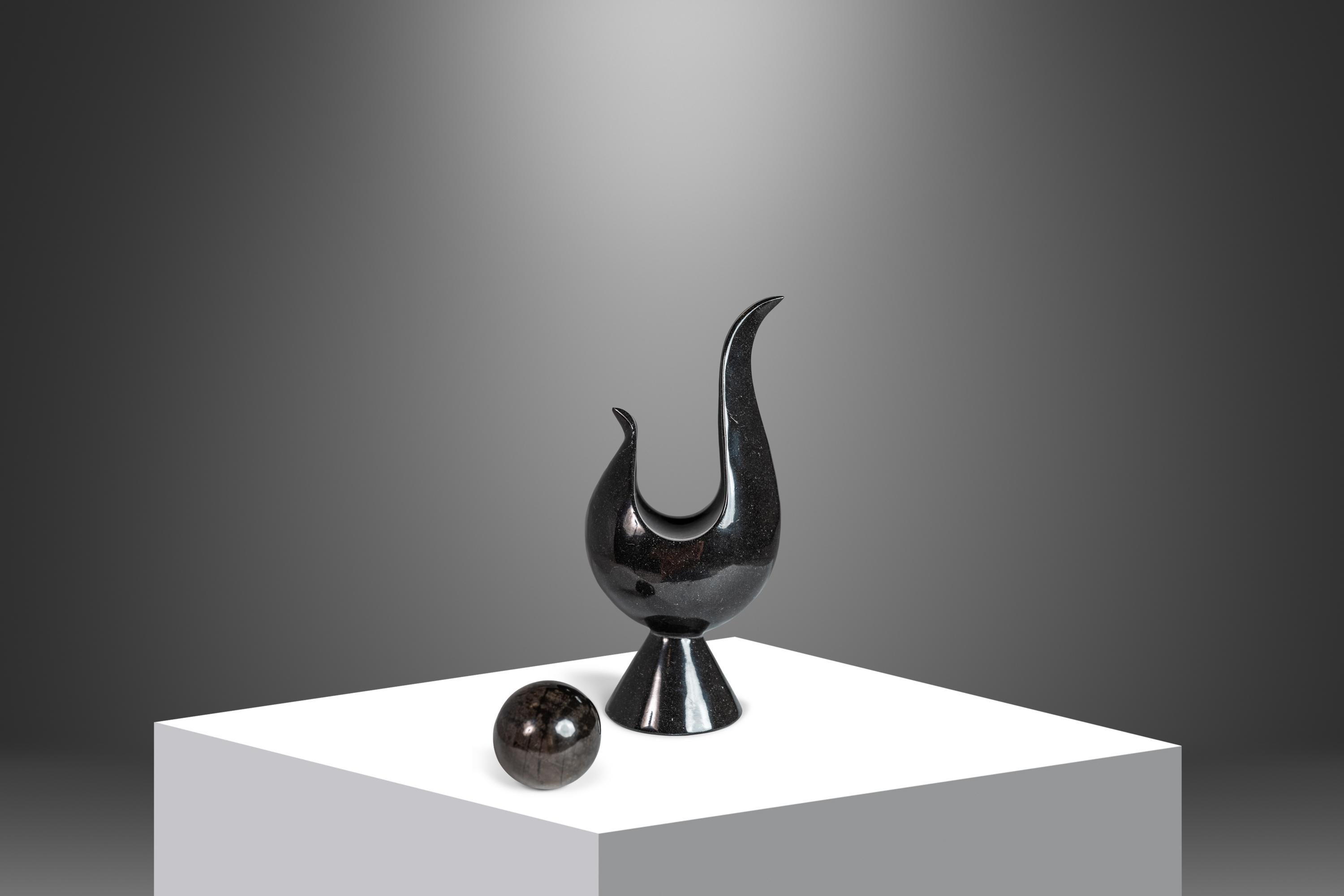 American Post Modern Two-Piece Sculpture in Solid Black Marble, USA, c. 1980's  For Sale