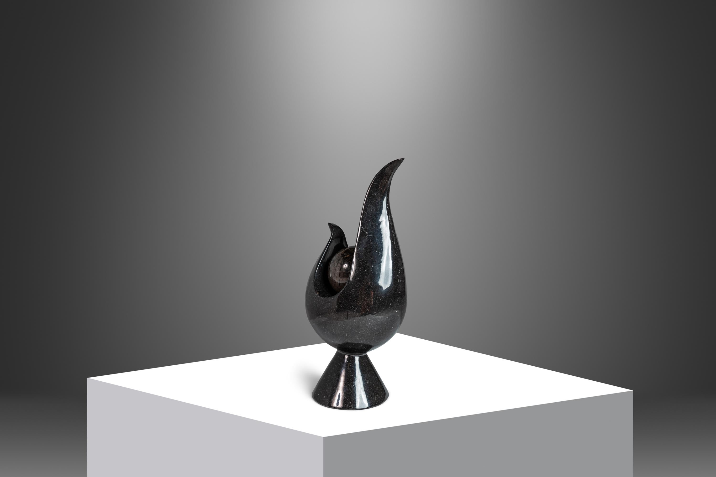 Post Modern Two-Piece Sculpture in Solid Black Marble, USA, c. 1980's  In Good Condition For Sale In Deland, FL
