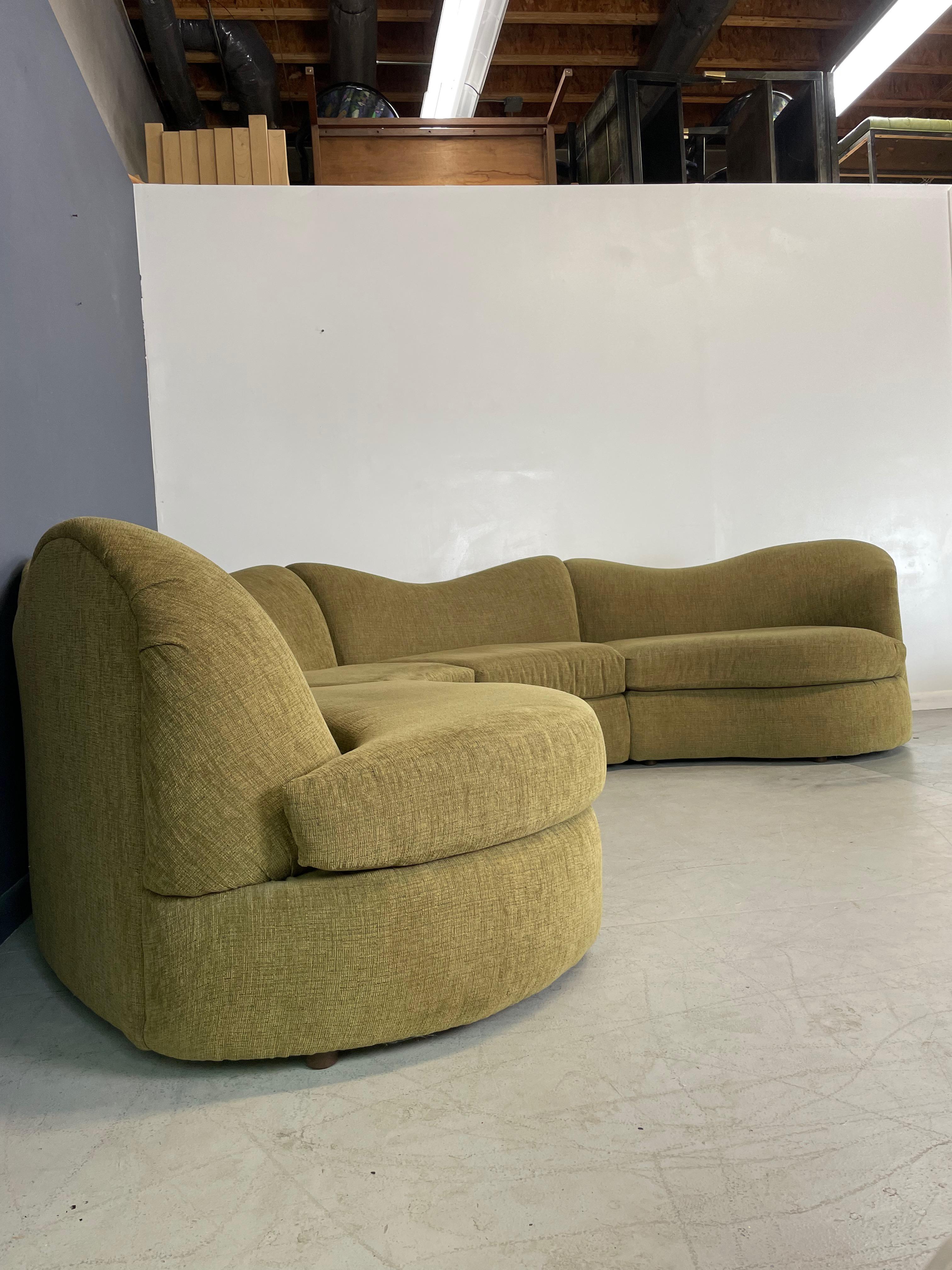 Post-Modern Post Modern Undulating Four Section Curved Semi Circular Sectional Sofa
