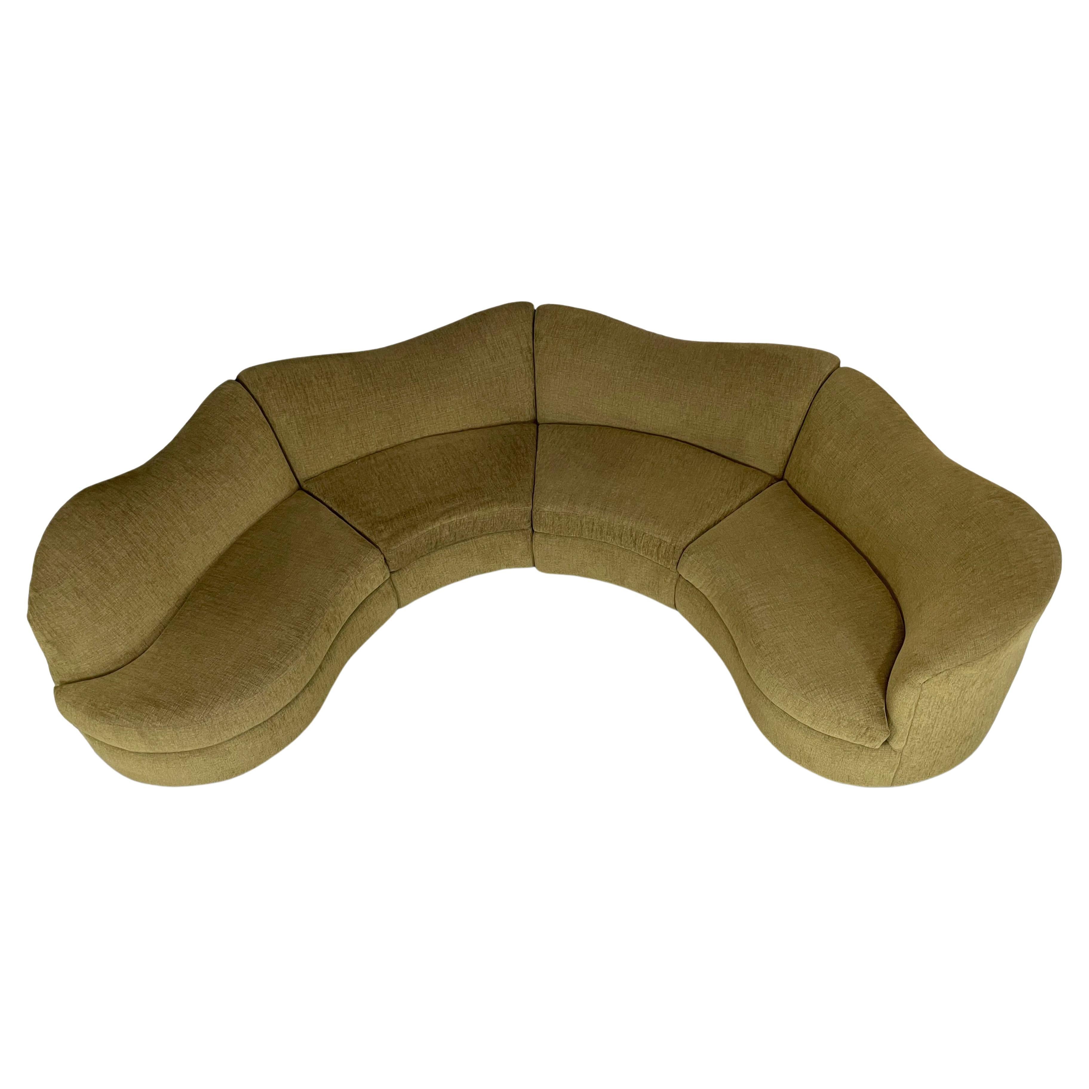 Post Modern Undulating Four Section Curved Semi Circular Sectional Sofa
