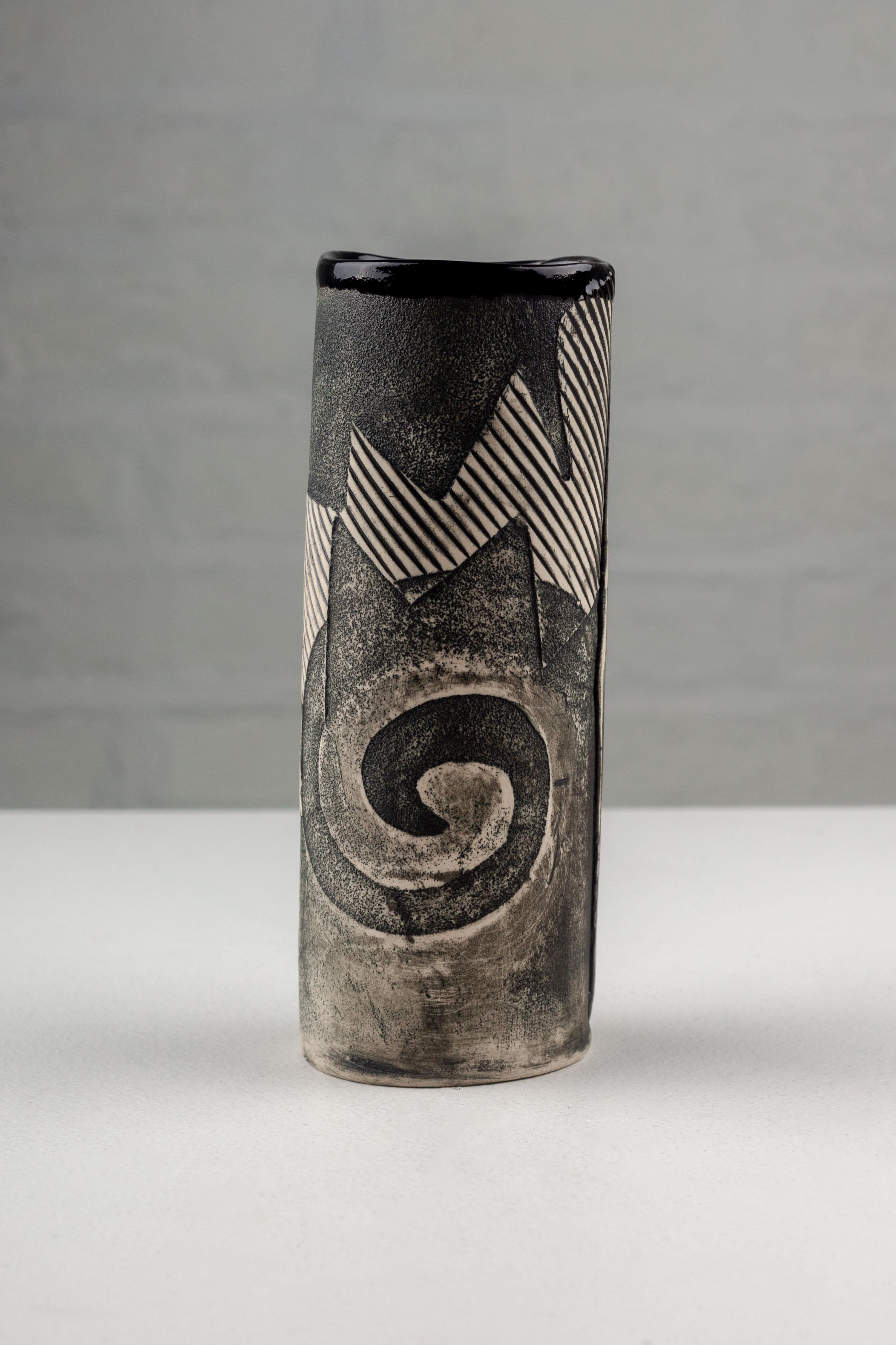 Ceramic Post-modern Vase Handmade by ASH WORKS High-Fired Porcelain Vase, NY USA 1991 For Sale