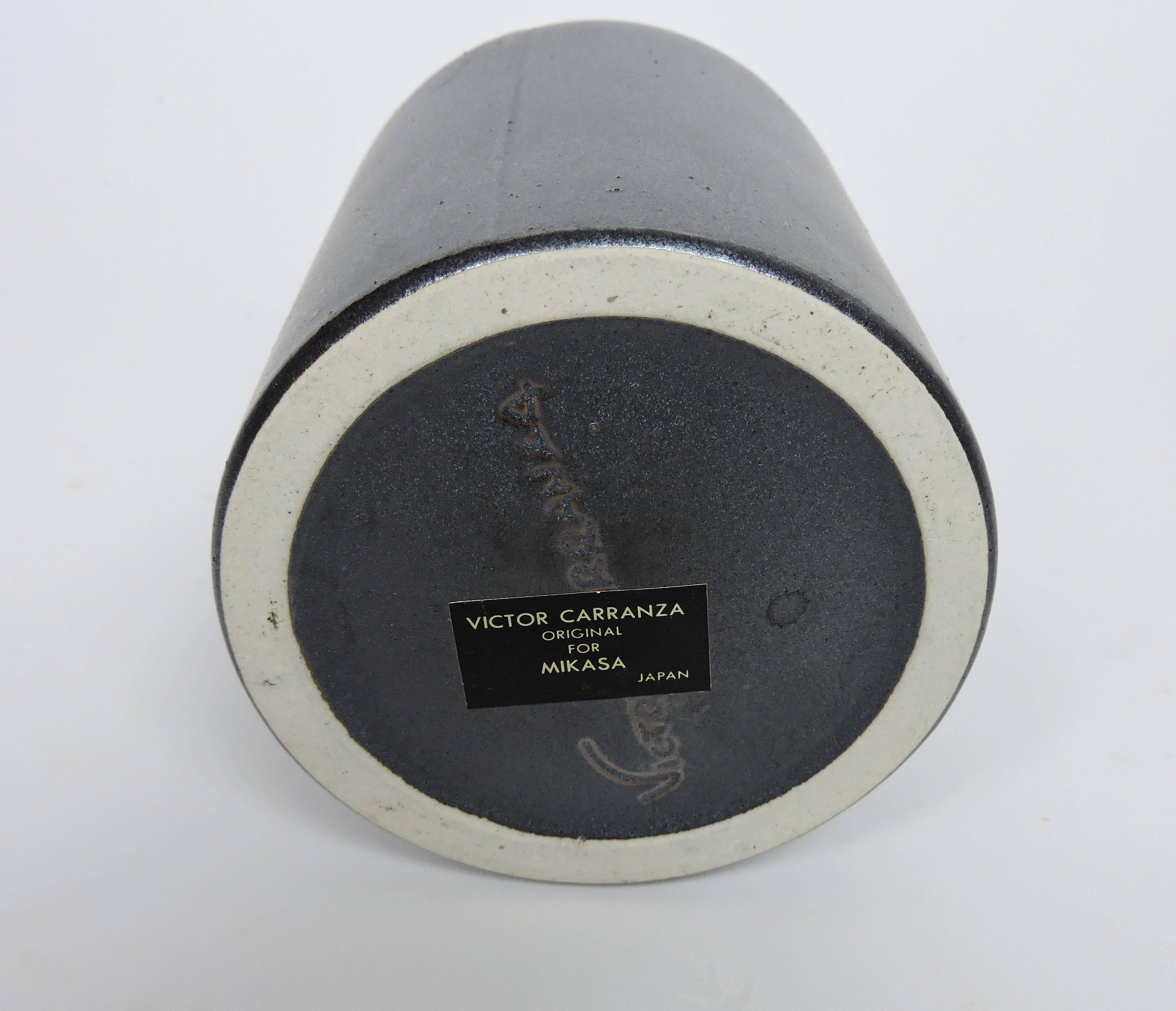 Japanese Post Modern Victor Carranza Minimalist Mikasa Art Pottery Cylinder Ceramic Vase For Sale