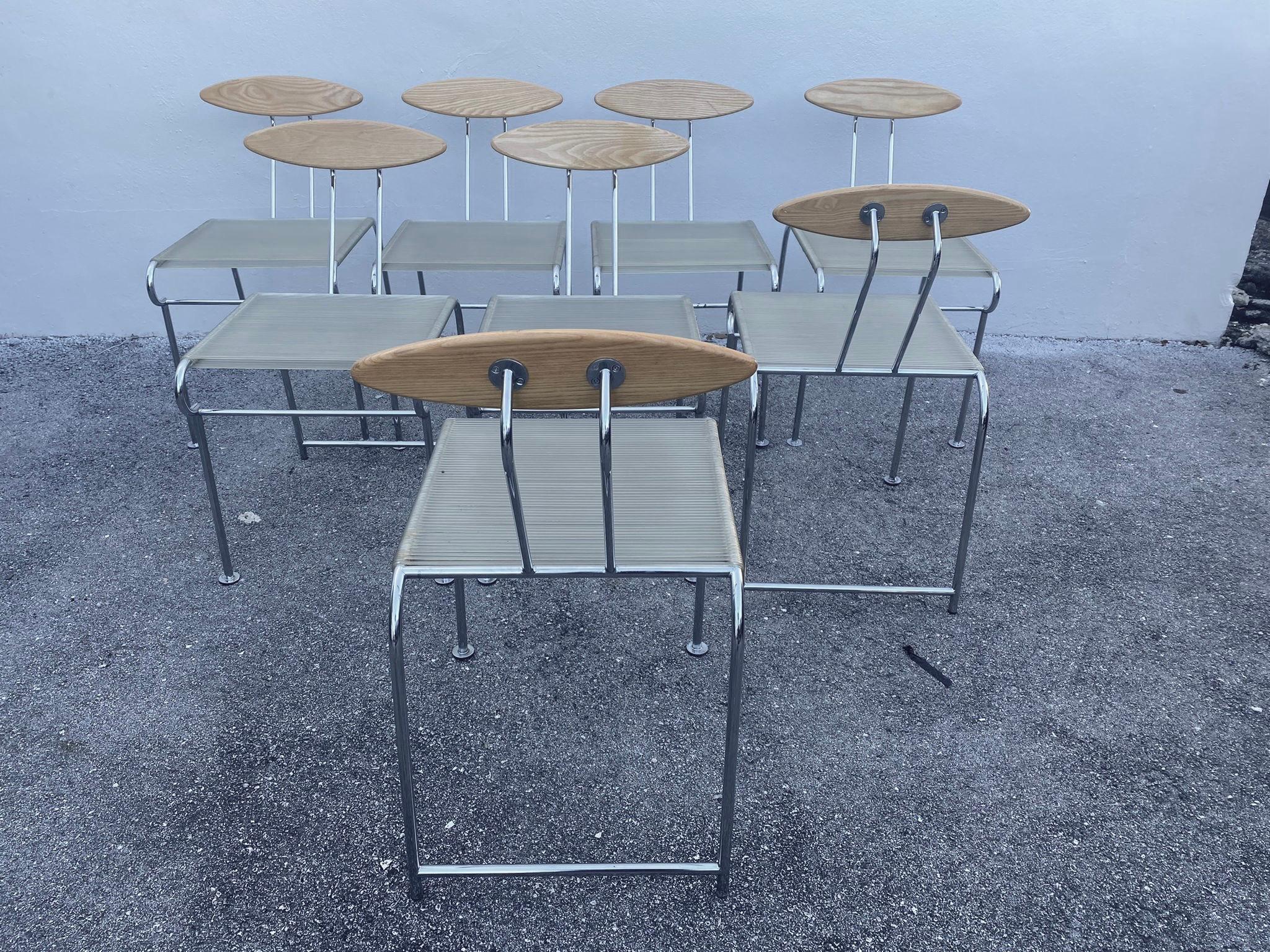 Métal Chaises de salle à manger vintage post-modernes de Massimo Iosa Ghini pour Moroso, lot de 8 en vente
