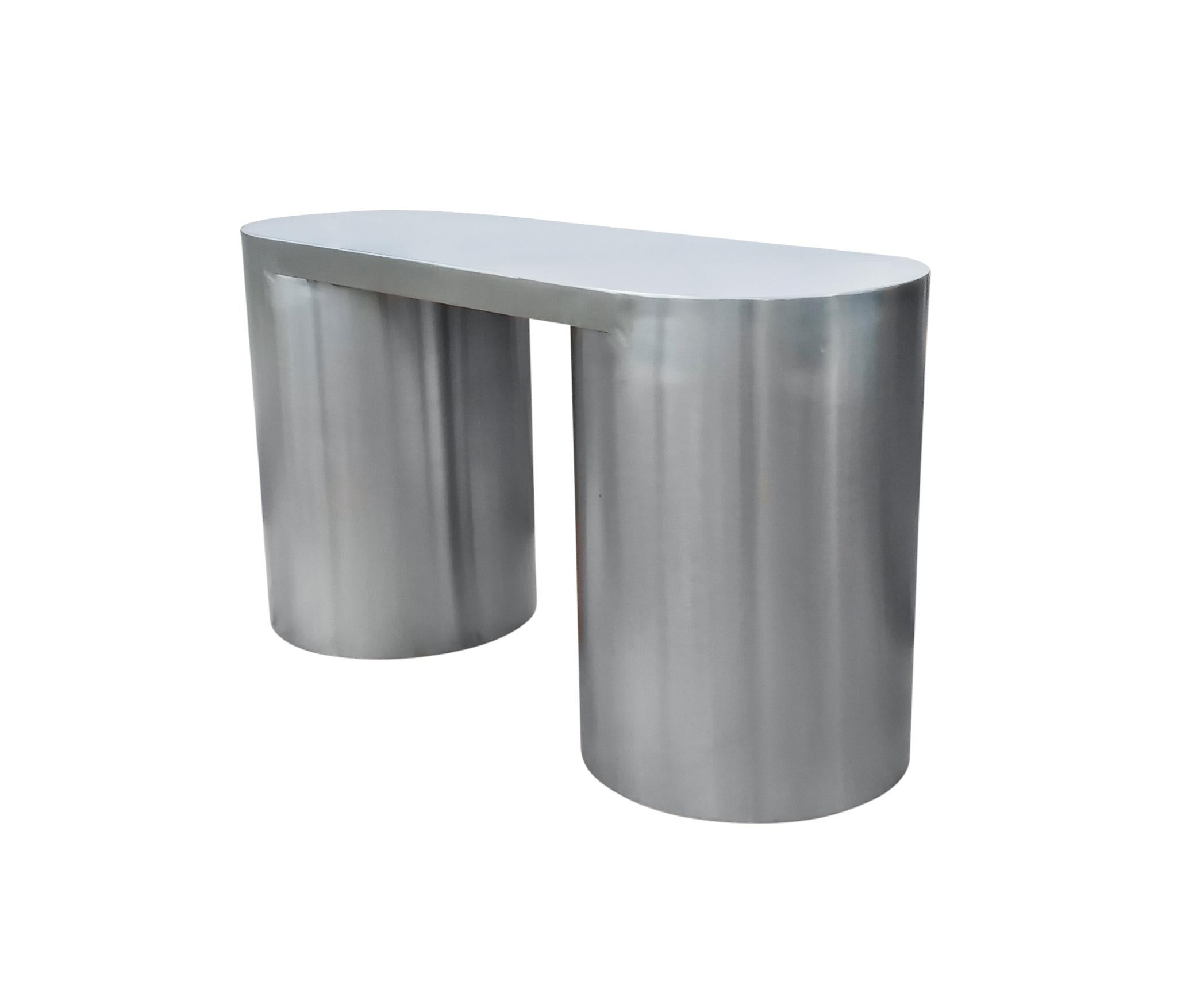 Italian Post-Modern & Vintage, Stainless Steel Console Table Desk