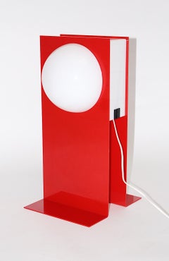 Post Modern Vintage Red White Plastic Table Lamp 1980s