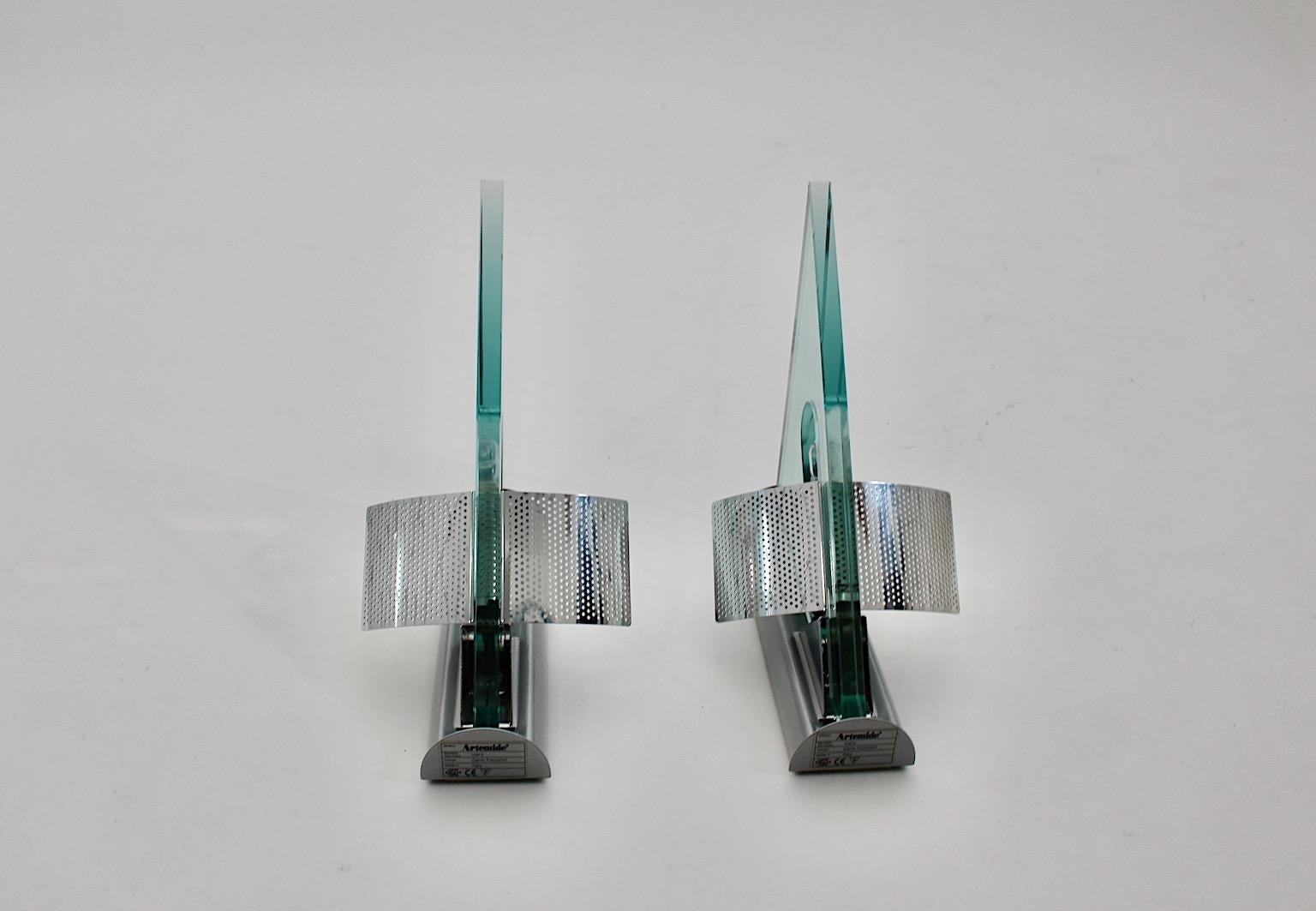 Post Modern Vintage Sconces Wall Light Icaro Duo Pair Carlo Forcolini 1984 Italy For Sale 1