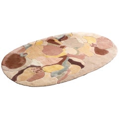 Postmoderner ovaler Teppich aus Schurwolle 109" von Edward Fields:: 1984:: signiert