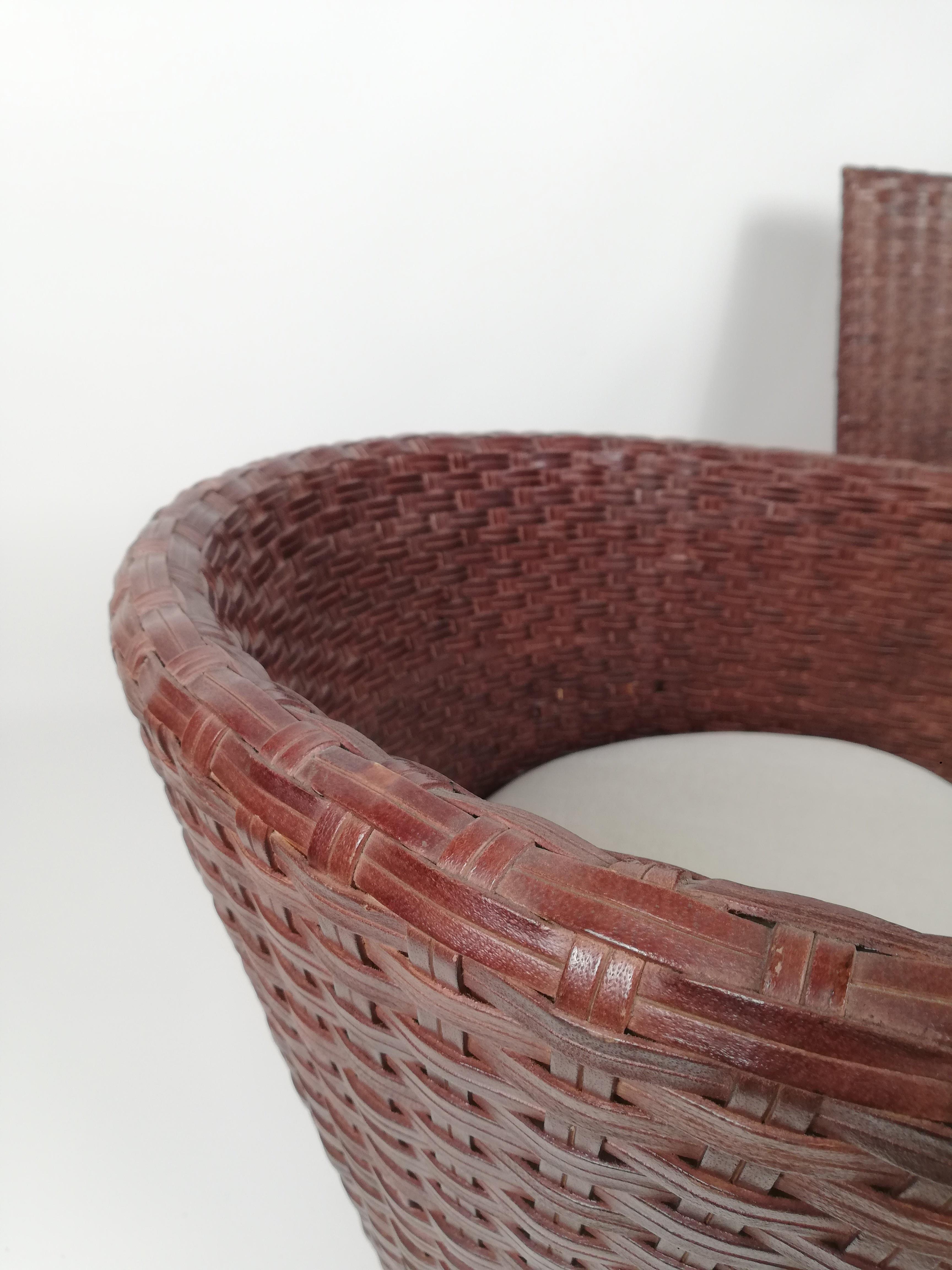 Postmodernes Vis à Vis Sofa von Nico Devito aus handgewebtem Leder, Holz und Bambus im Angebot 9