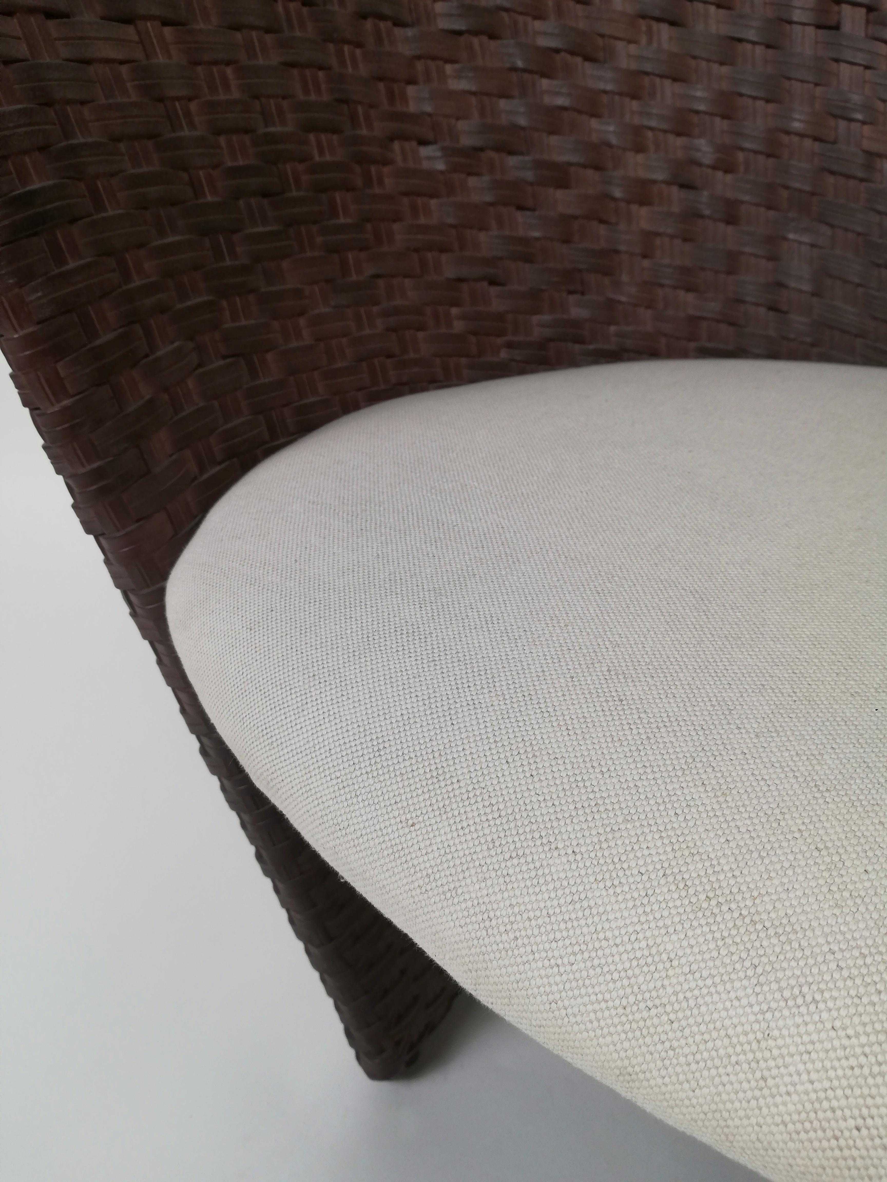 Postmodernes Vis à Vis Sofa von Nico Devito aus handgewebtem Leder, Holz und Bambus im Angebot 12