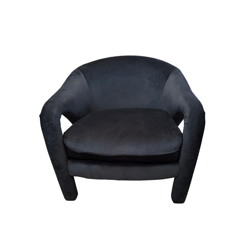 Post Modern Vladimir Kagan Chairs with black velvet upholstery, a pair  For Sale 5