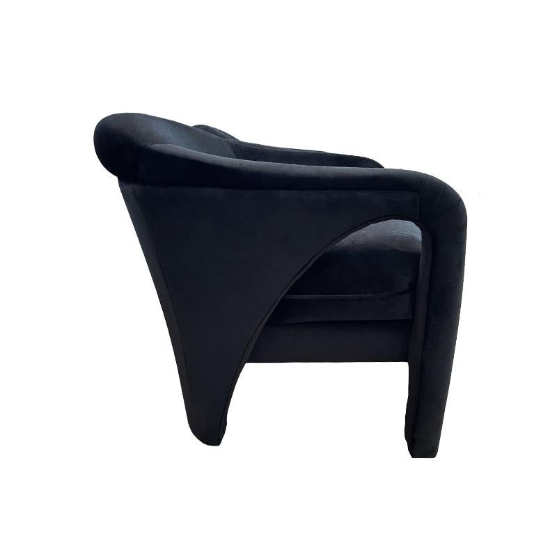 American Post Modern Vladimir Kagan Chairs with black velvet upholstery, a pair  For Sale