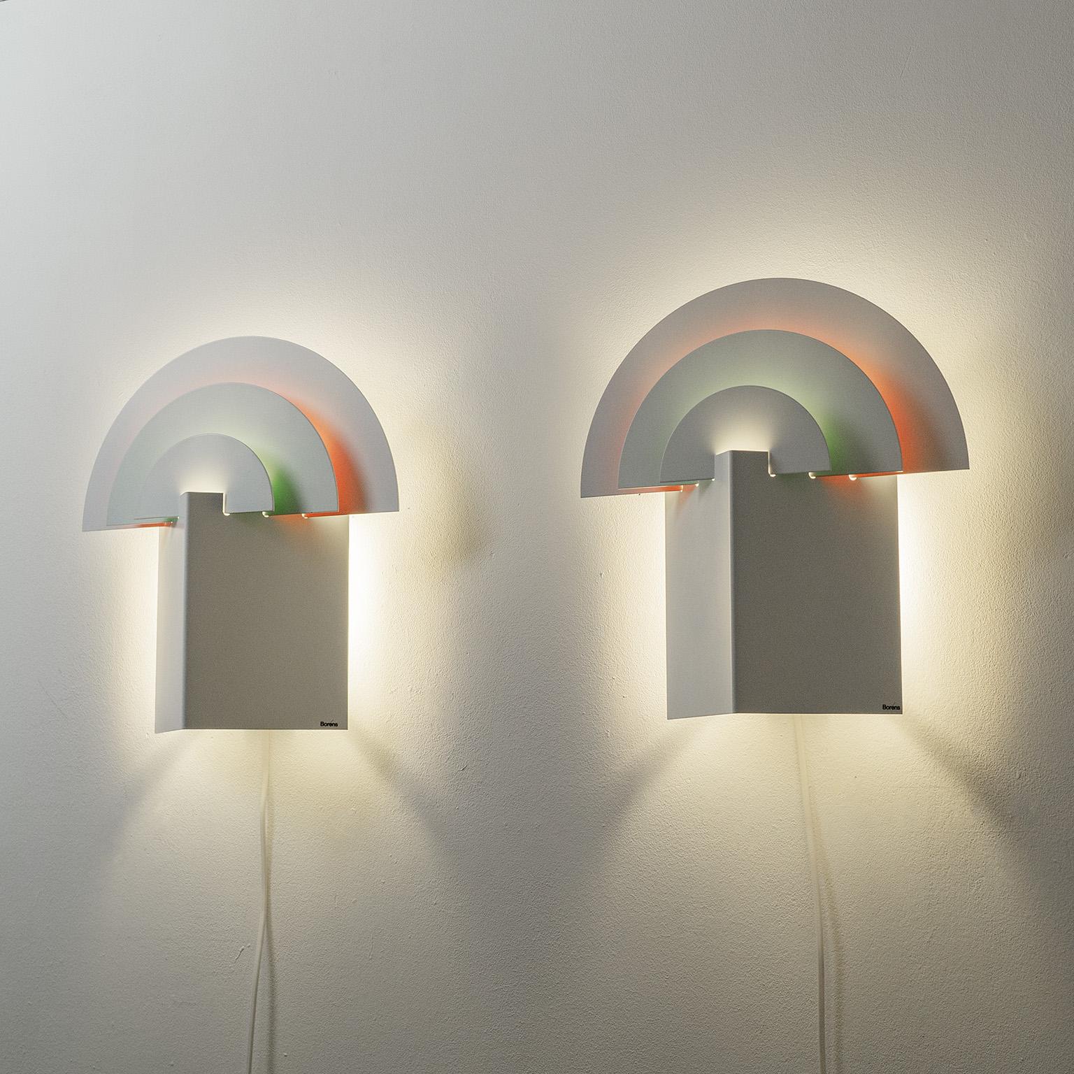 Steel Post-Modern Wall Lights by Boréns, circa 1980 For Sale