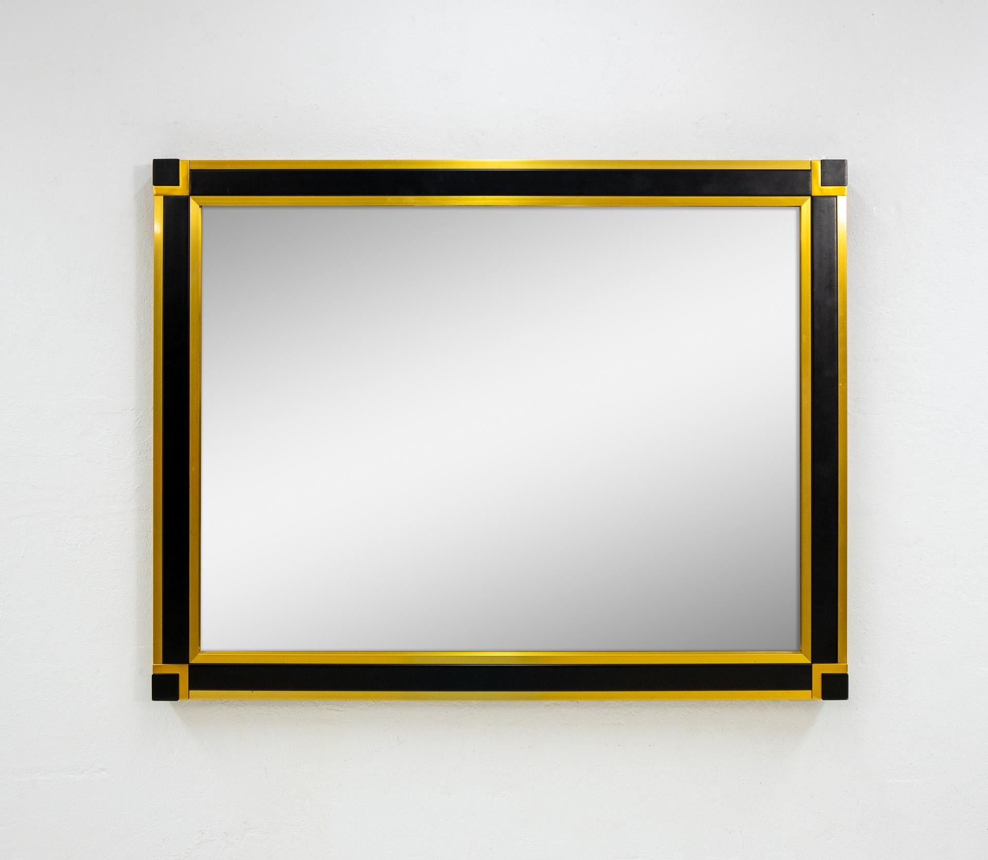 Brass Postmodern Wall Mirror, Italy, 1980s