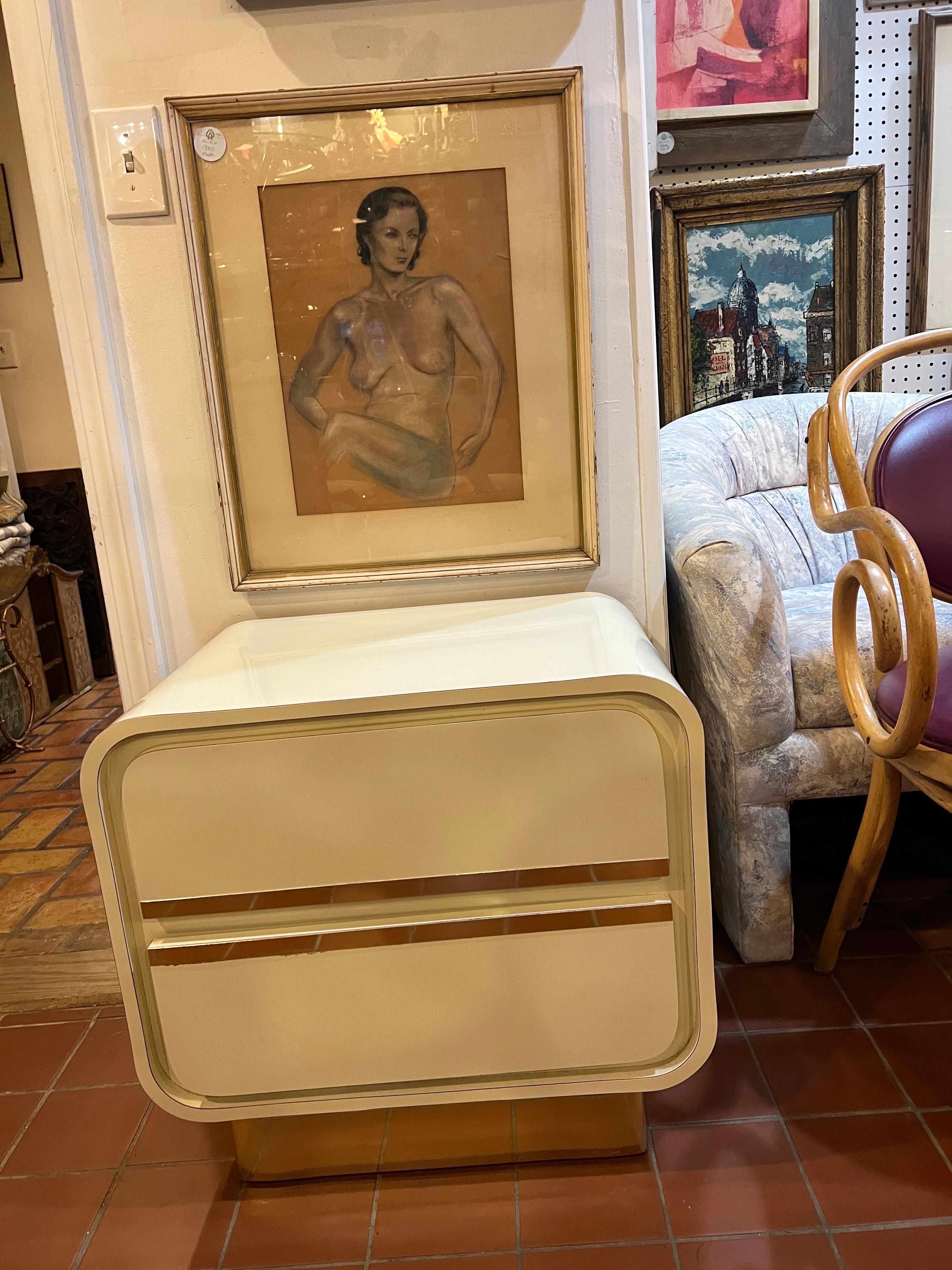 Post Modern Waterfall Nightstand In Good Condition In Redding, CT