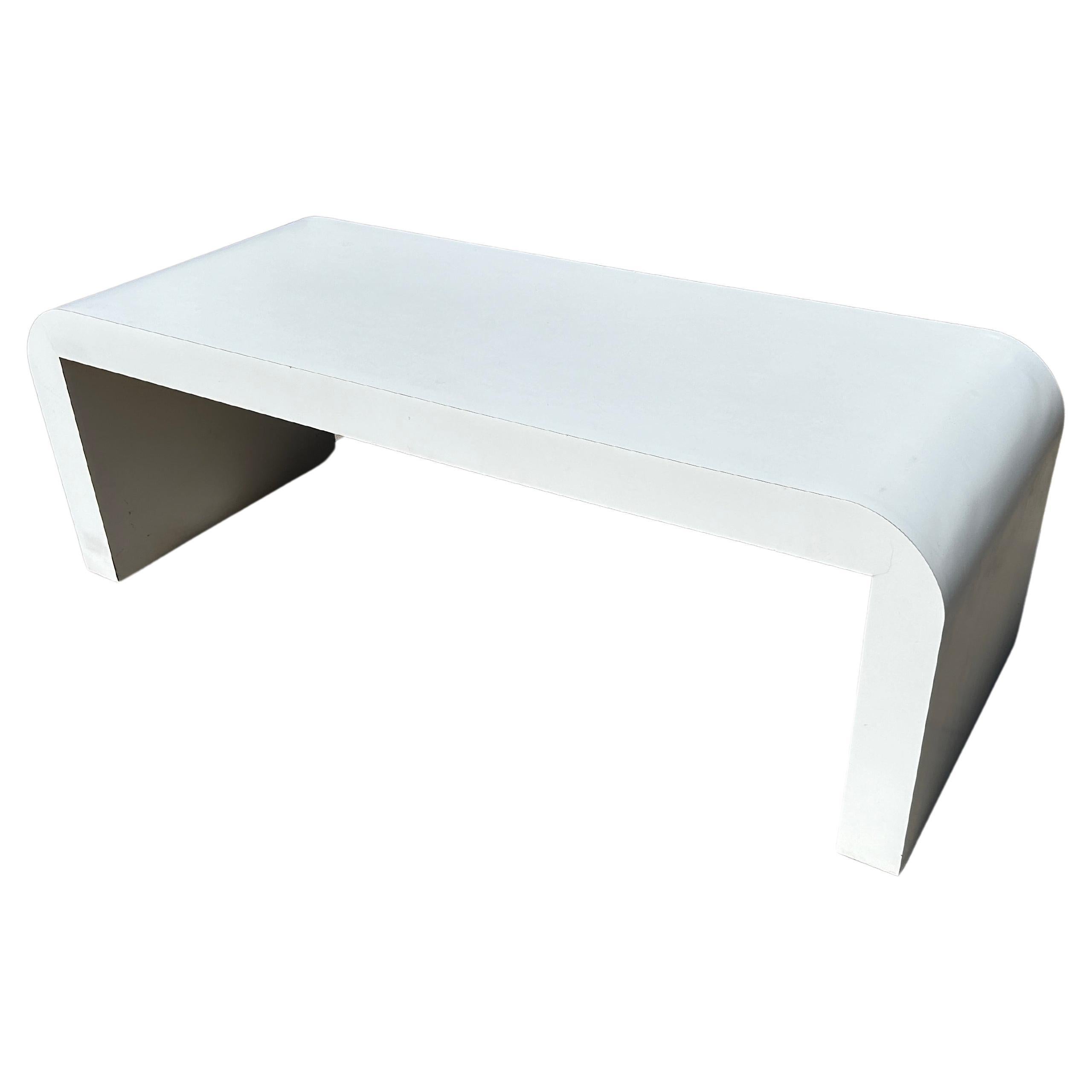 Post modern waterfall white Laminate bench or coffee table  For Sale