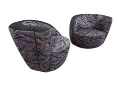 Post Modern Weiman Style Swivel Lounge Chairs - Set of 2