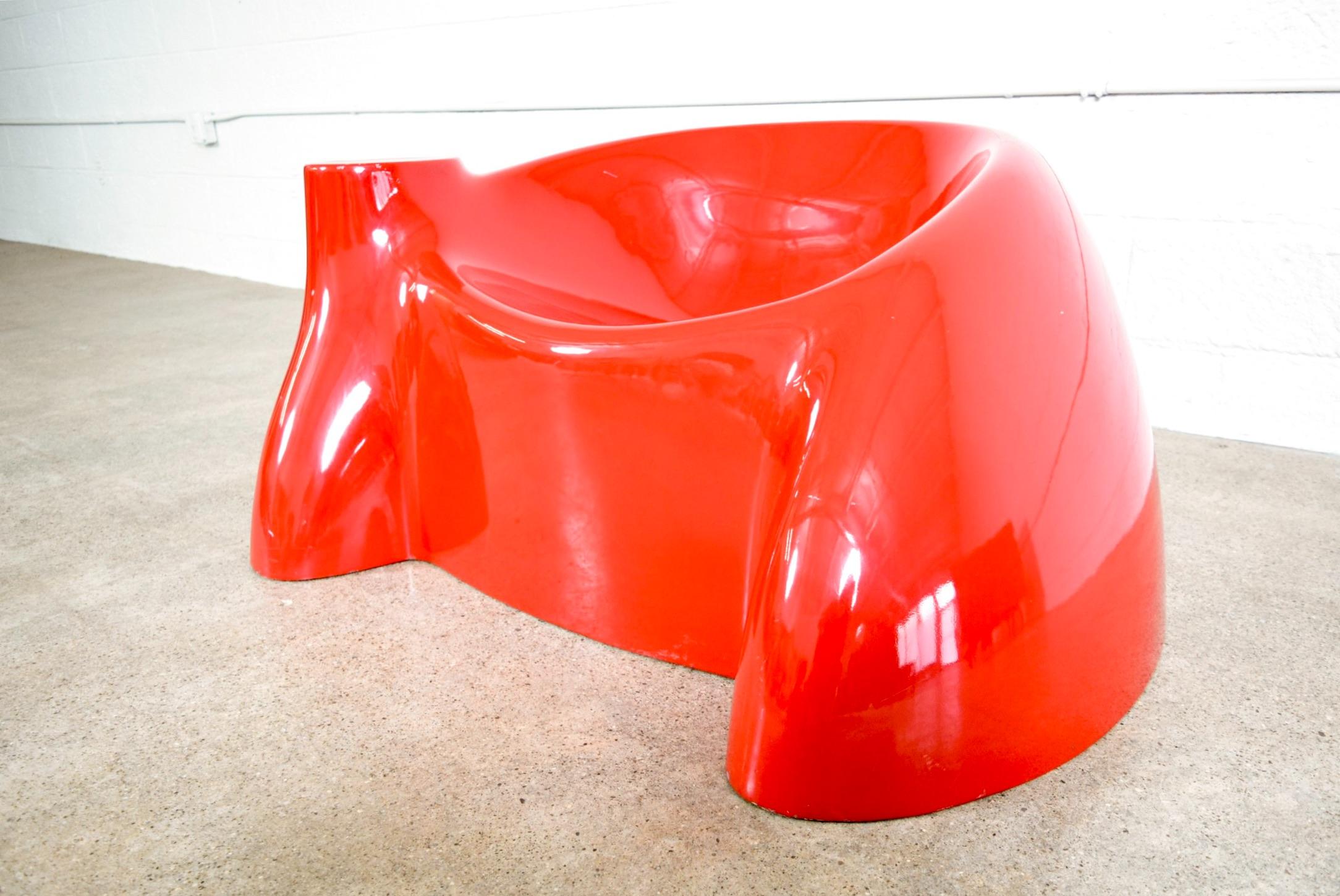 Post-Modern Postmodern Wendell Castle Red Fiberglass Castle Lounge Chair For Sale