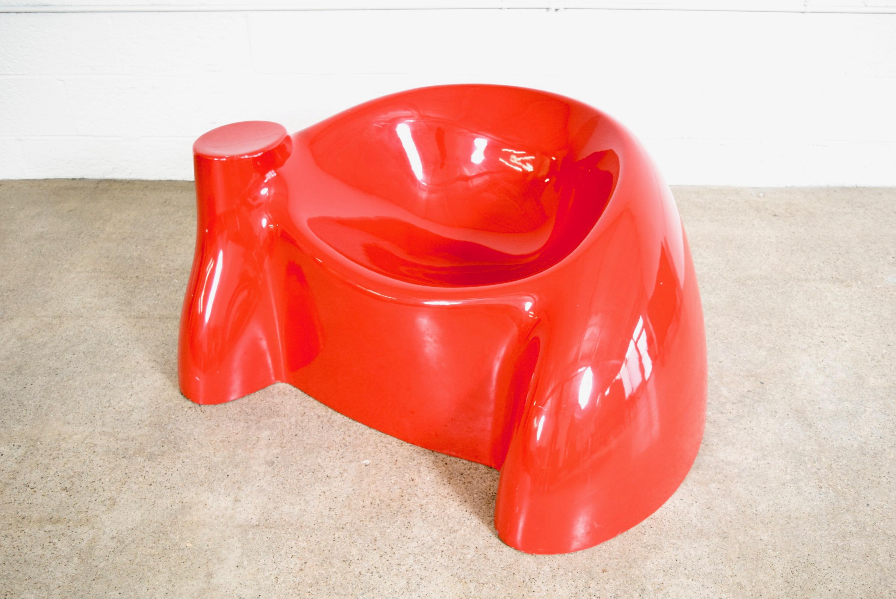 American Postmodern Wendell Castle Red Fiberglass Castle Lounge Chair For Sale