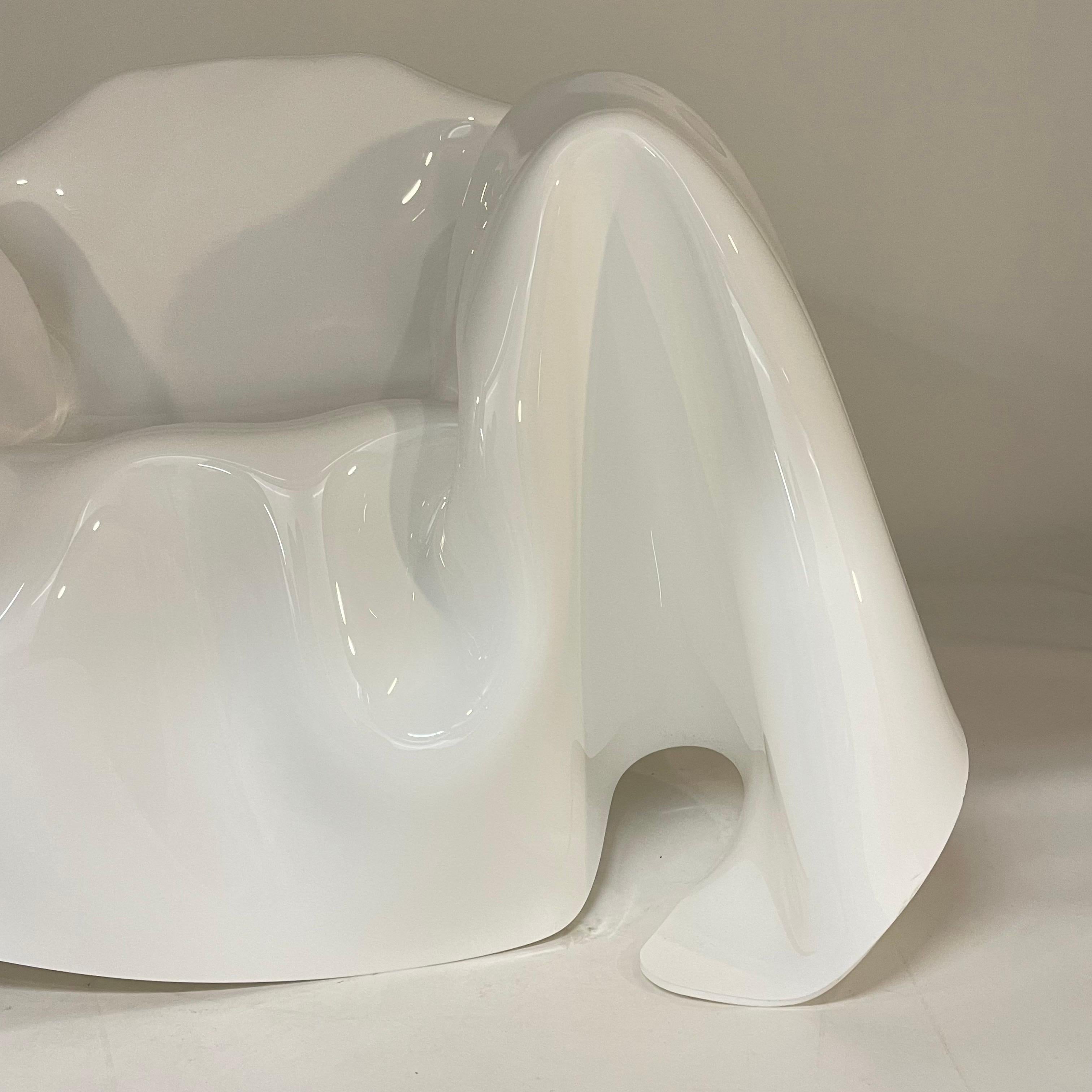 Post Modern White Acrylic Lucite Trompe L'oeil Handkerchief Ghost Chair, 1980s For Sale 3
