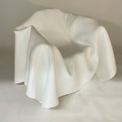 Post Modern White Acrylic Lucite Trompe L'oeil Handkerchief Ghost Chair, 1980s