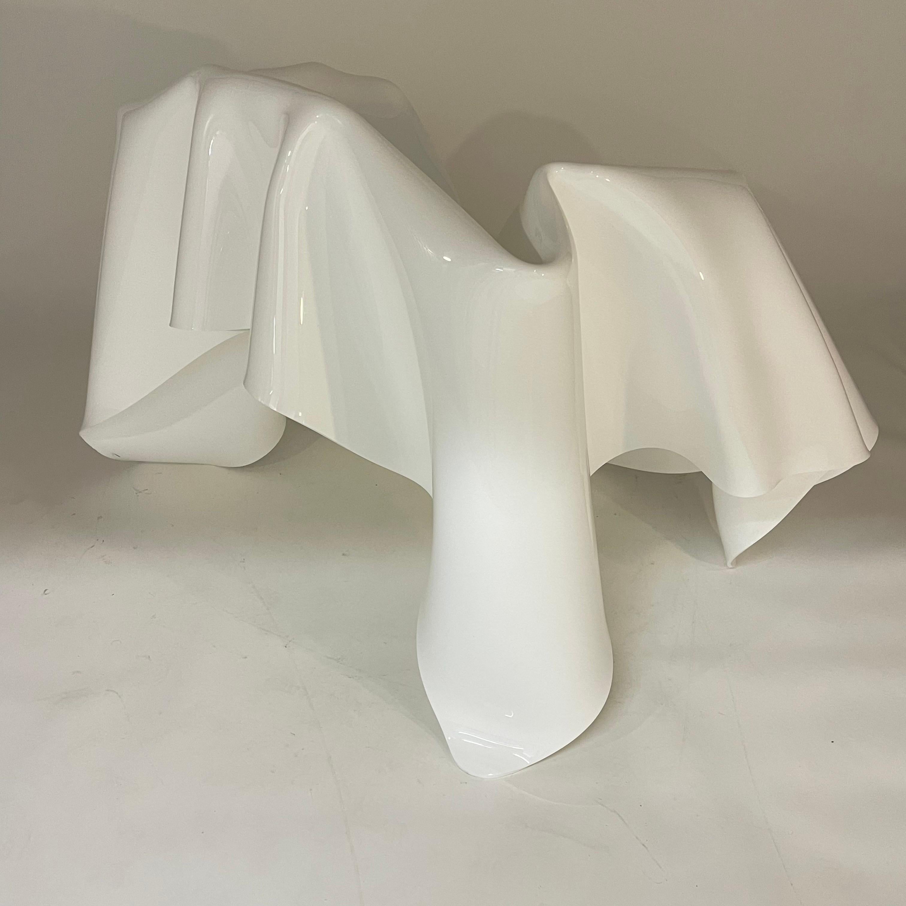 Italian Post Modern White Acrylic Lucite Trompe L'oeil Handkerchief Ghost Chair, 1980s For Sale